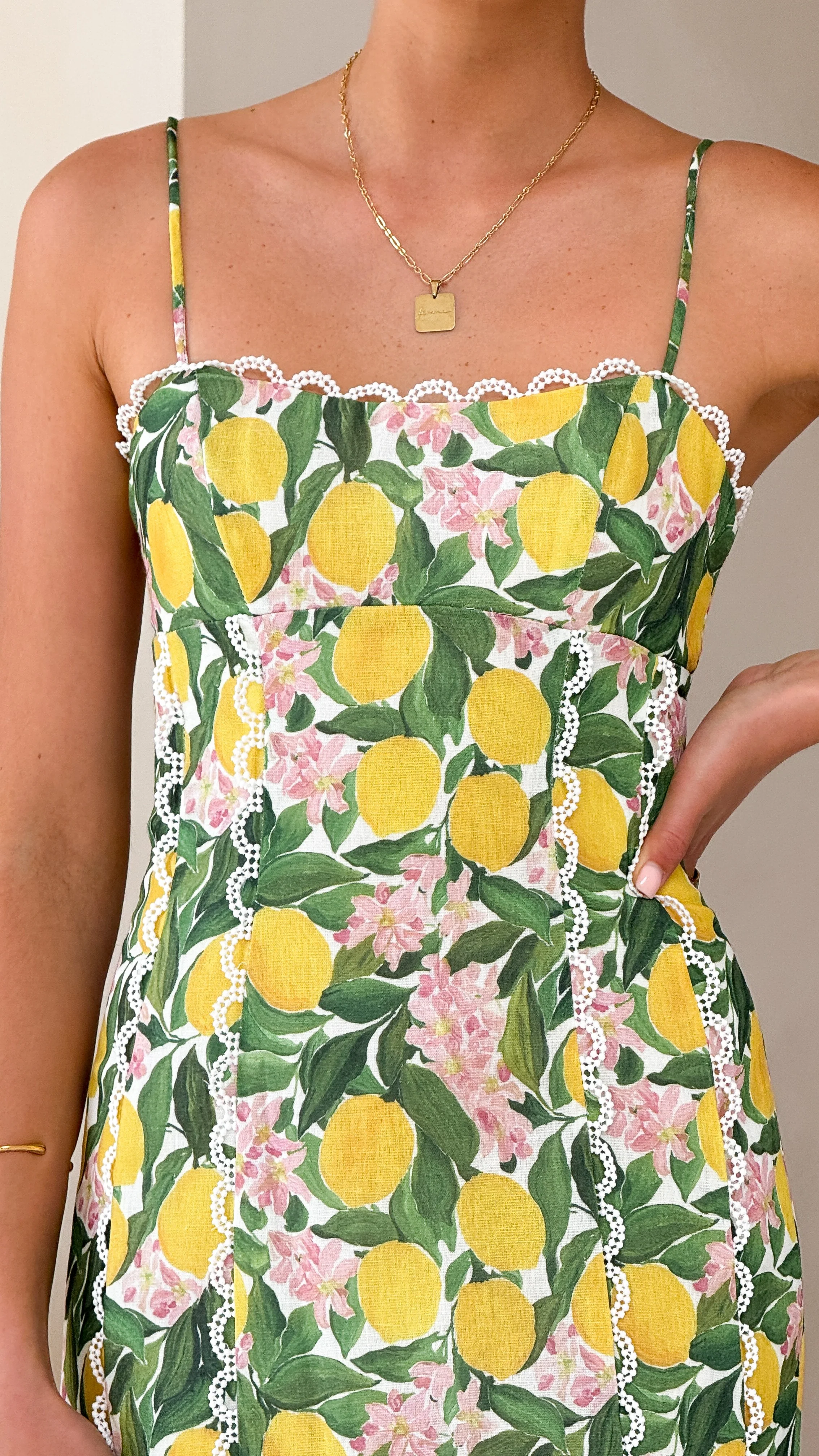 Carlia Midi Dress - Lemon Print - Image 4