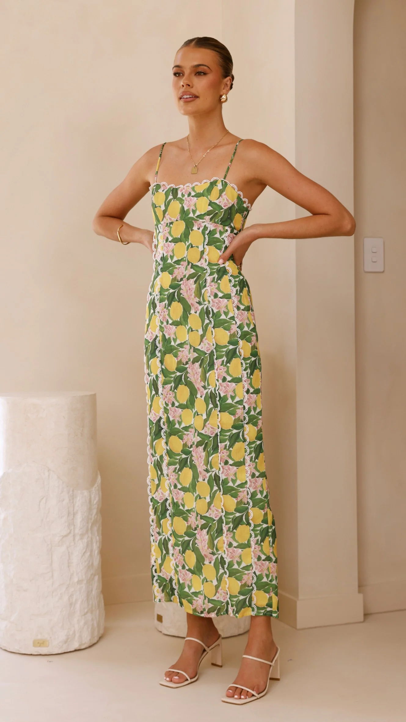 Carlia Midi Dress - Lemon Print - Image 7