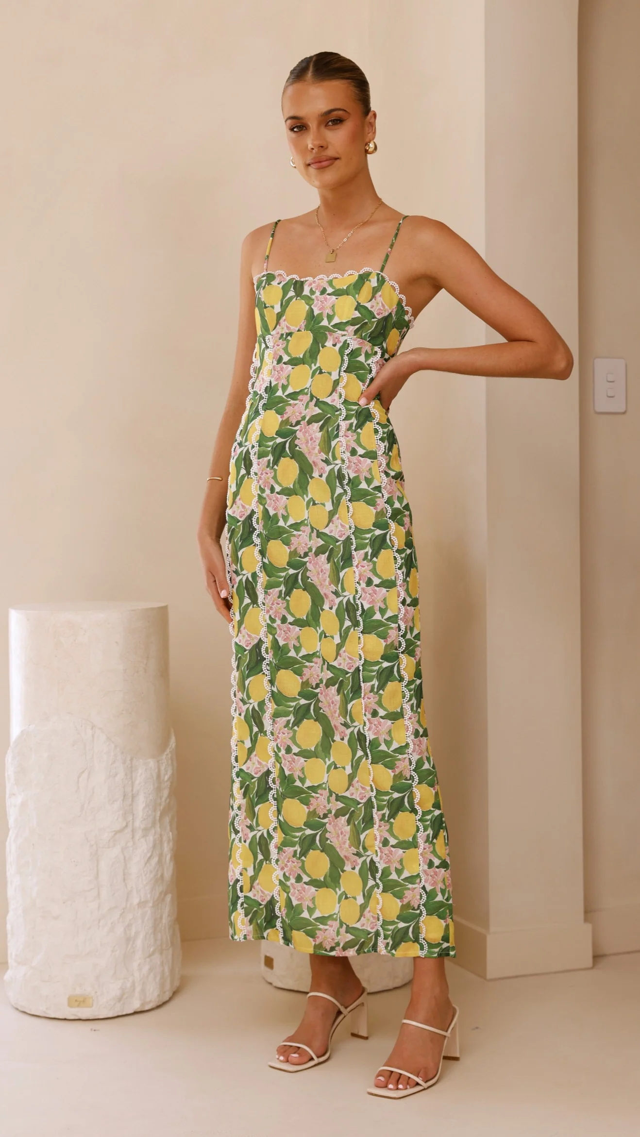 Carlia Midi Dress - Lemon Print - Image 8