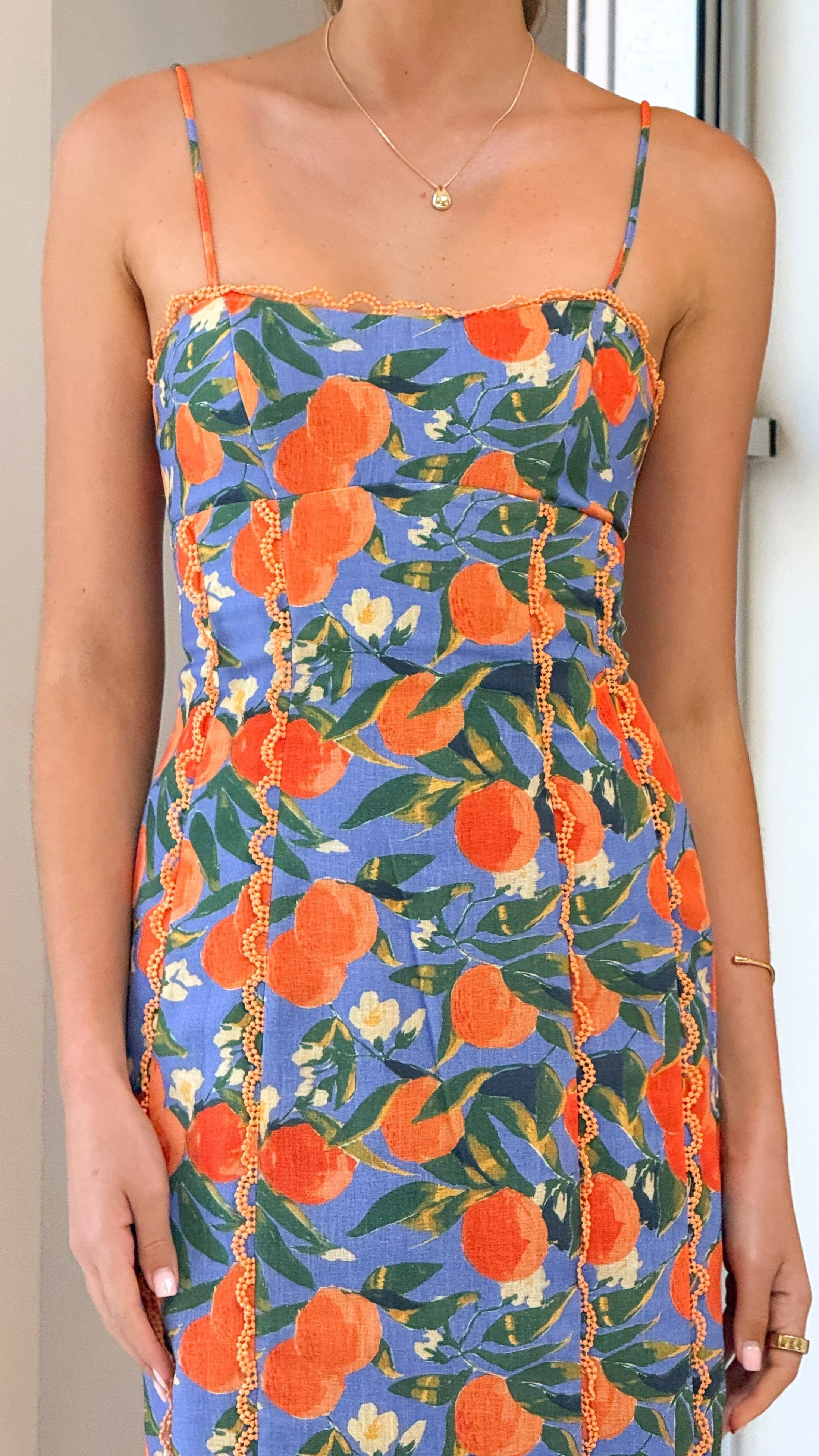 Carlia Midi Dress - Orange Print - Image 4