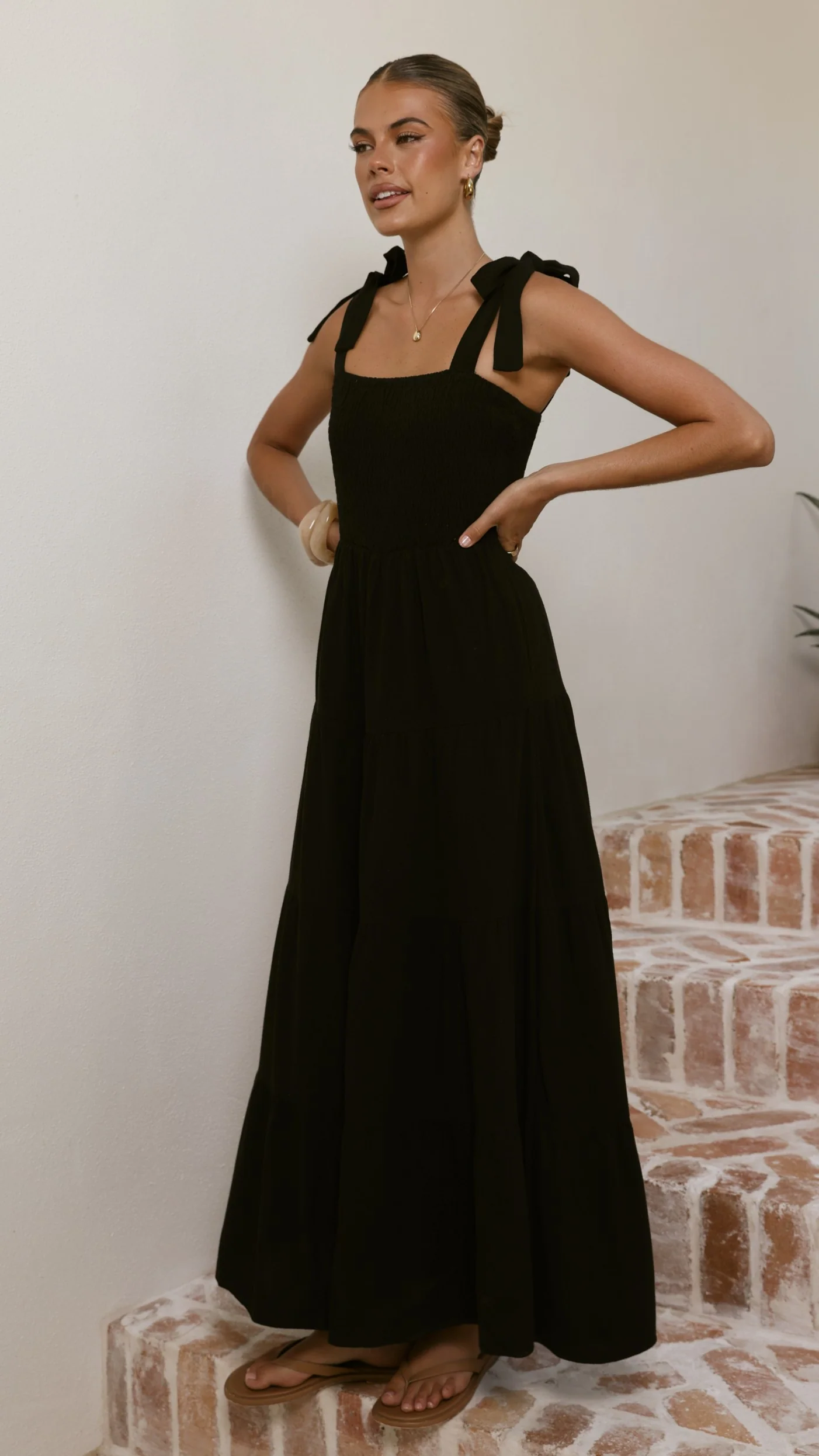 Carlina Tiered Maxi Dress - Black - Image 5