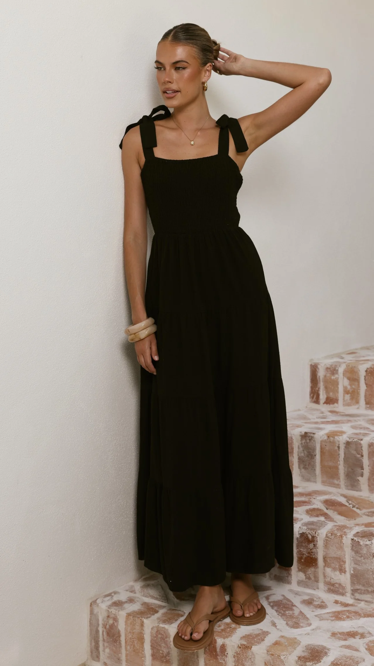 Carlina Tiered Maxi Dress - Black - Image 7
