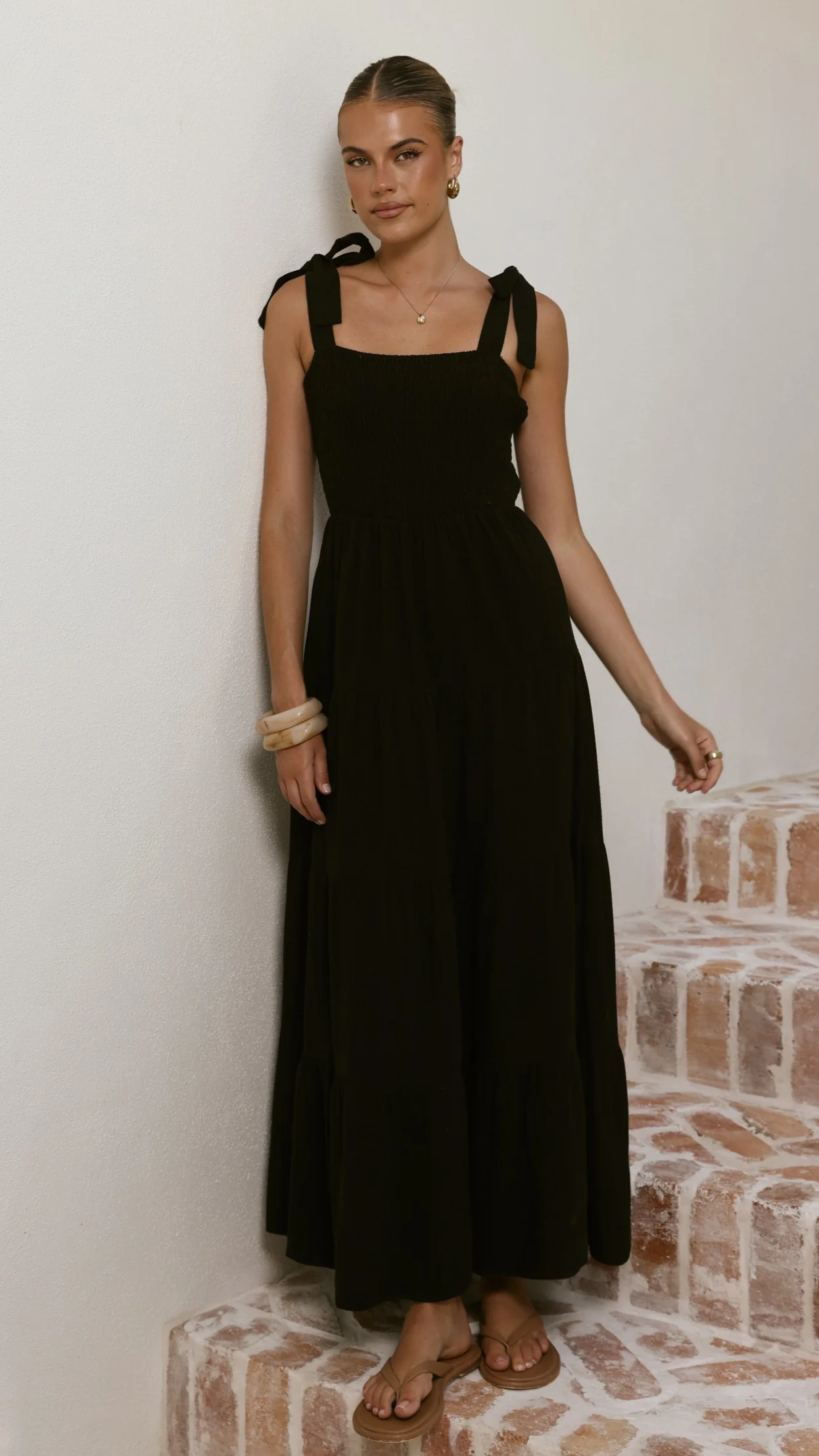Carlina Tiered Maxi Dress - Black - Image 9
