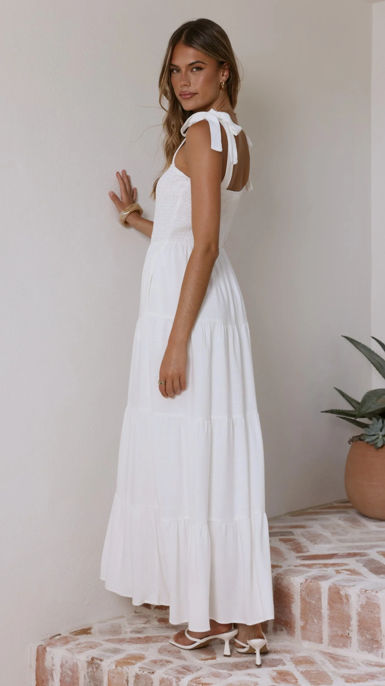 Carlina Tiered Maxi Dress - White - Image 2