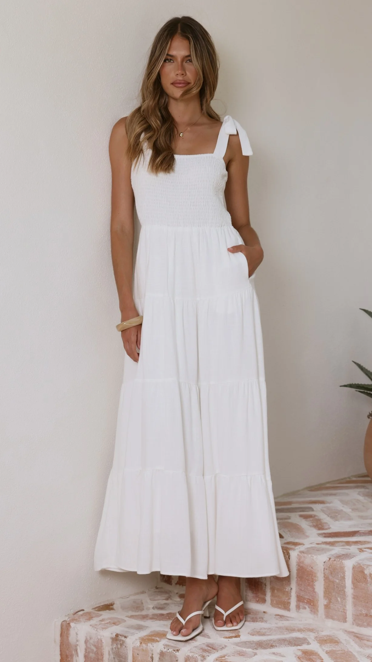 Carlina Tiered Maxi Dress - White - Image 3