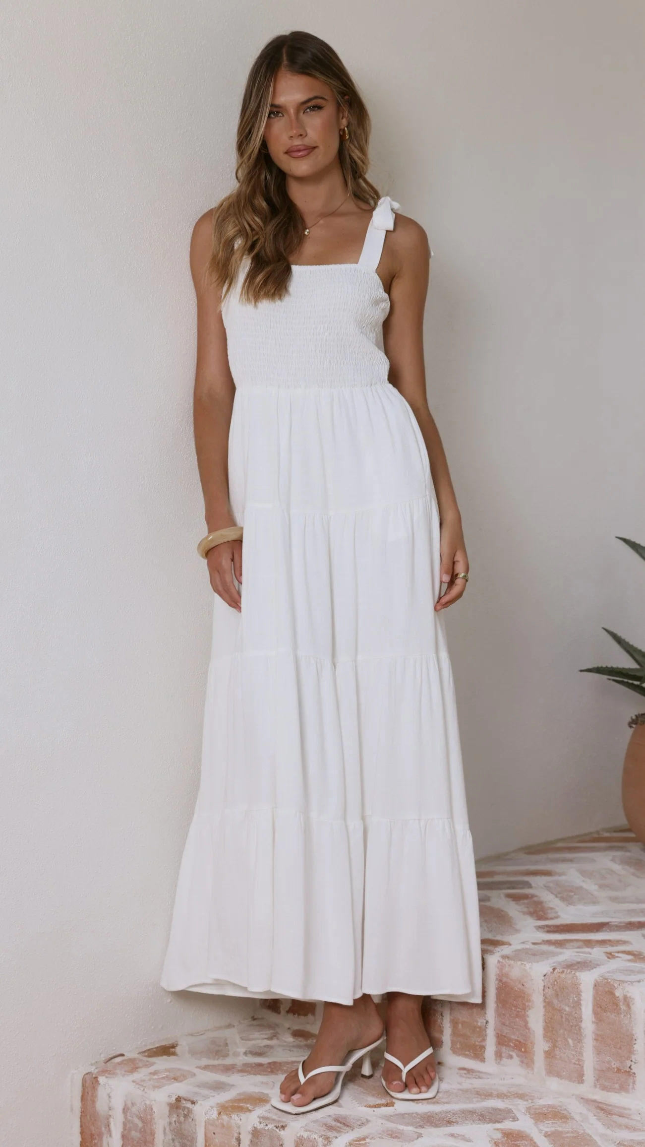 Carlina Tiered Maxi Dress - White - Image 4
