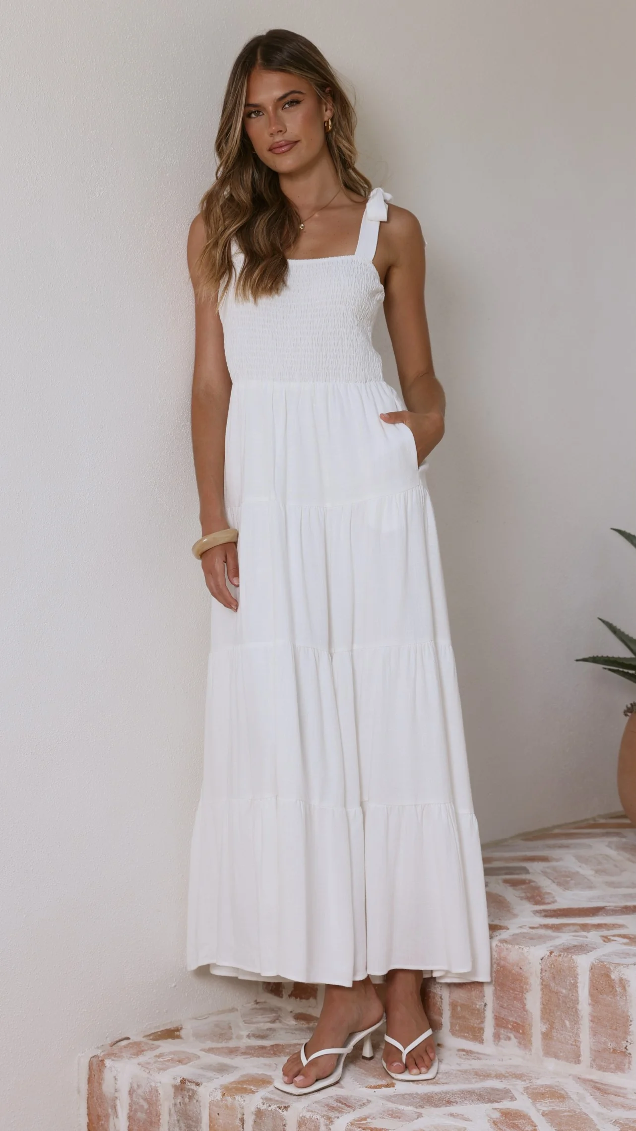 Carlina Tiered Maxi Dress - White - Image 5