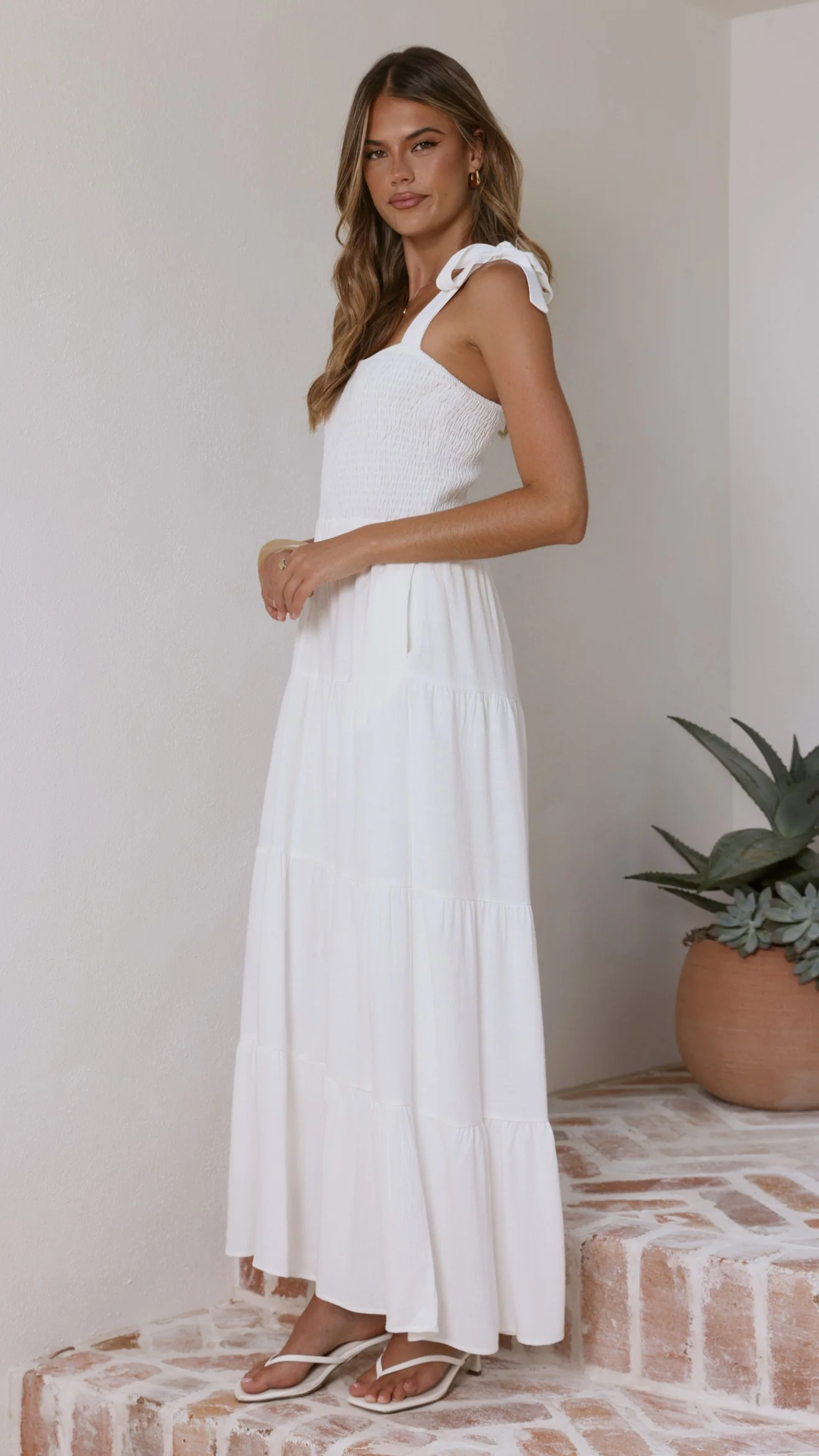 Carlina Tiered Maxi Dress - White - Image 6