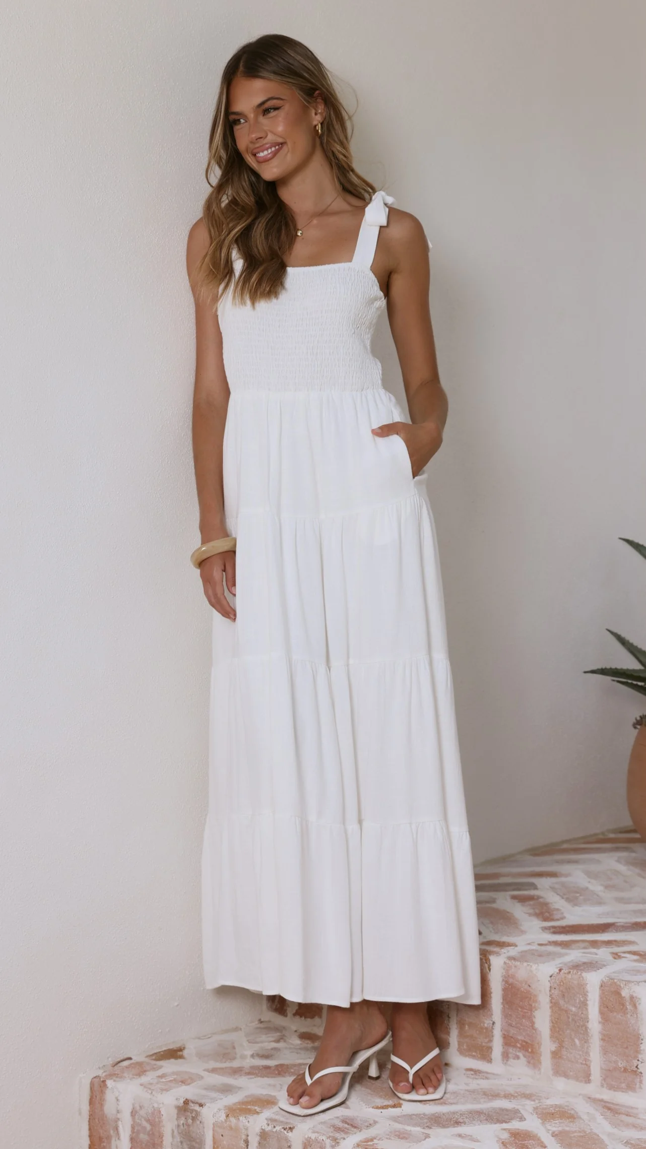 Carlina Tiered Maxi Dress - White - Image 8