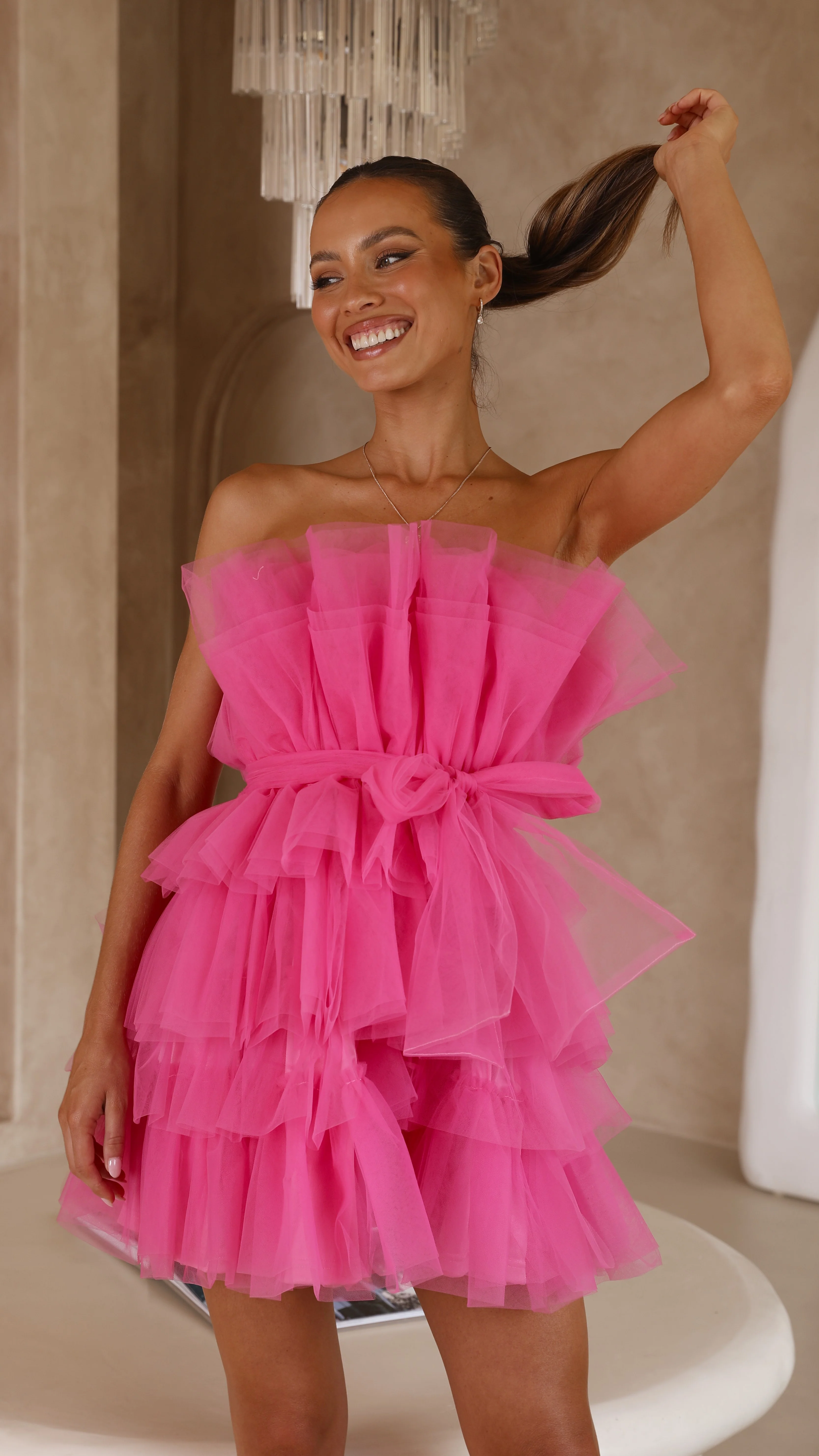 Carrie Mini Dress - Hot Pink - Image 5
