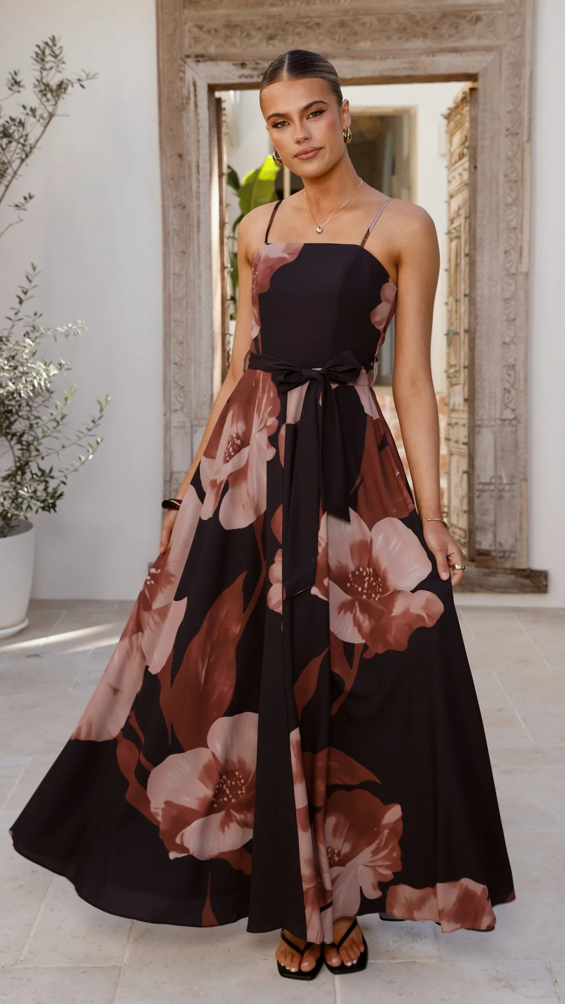 Carson Maxi Dress - Black/Wine Floral - Image 16