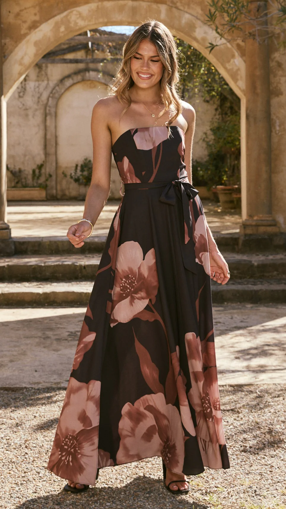 Carson Maxi Dress - Black/Wine Floral - Image 3