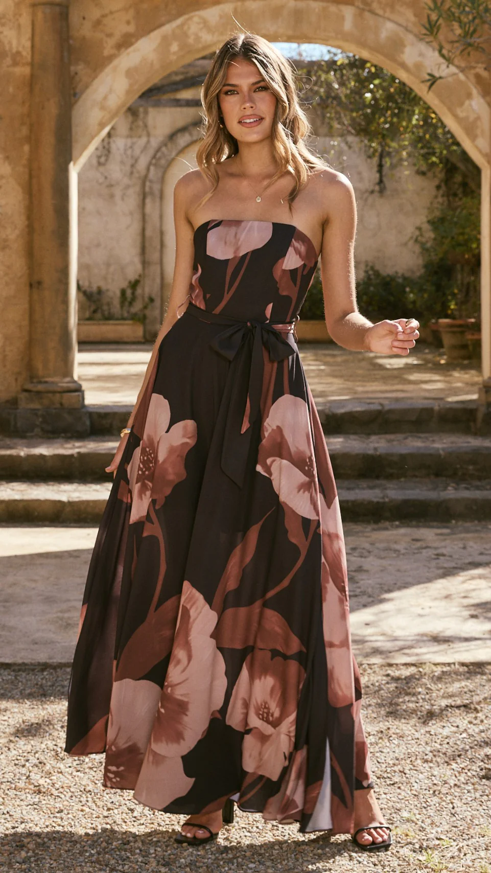 Carson Maxi Dress - Black/Wine Floral - Image 4