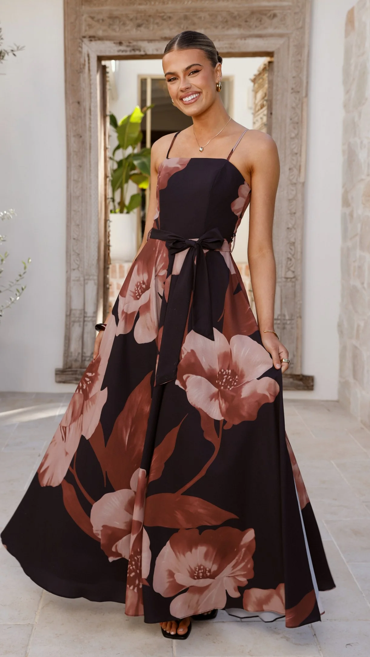 Carson Maxi Dress - Black/Wine Floral - Image 8
