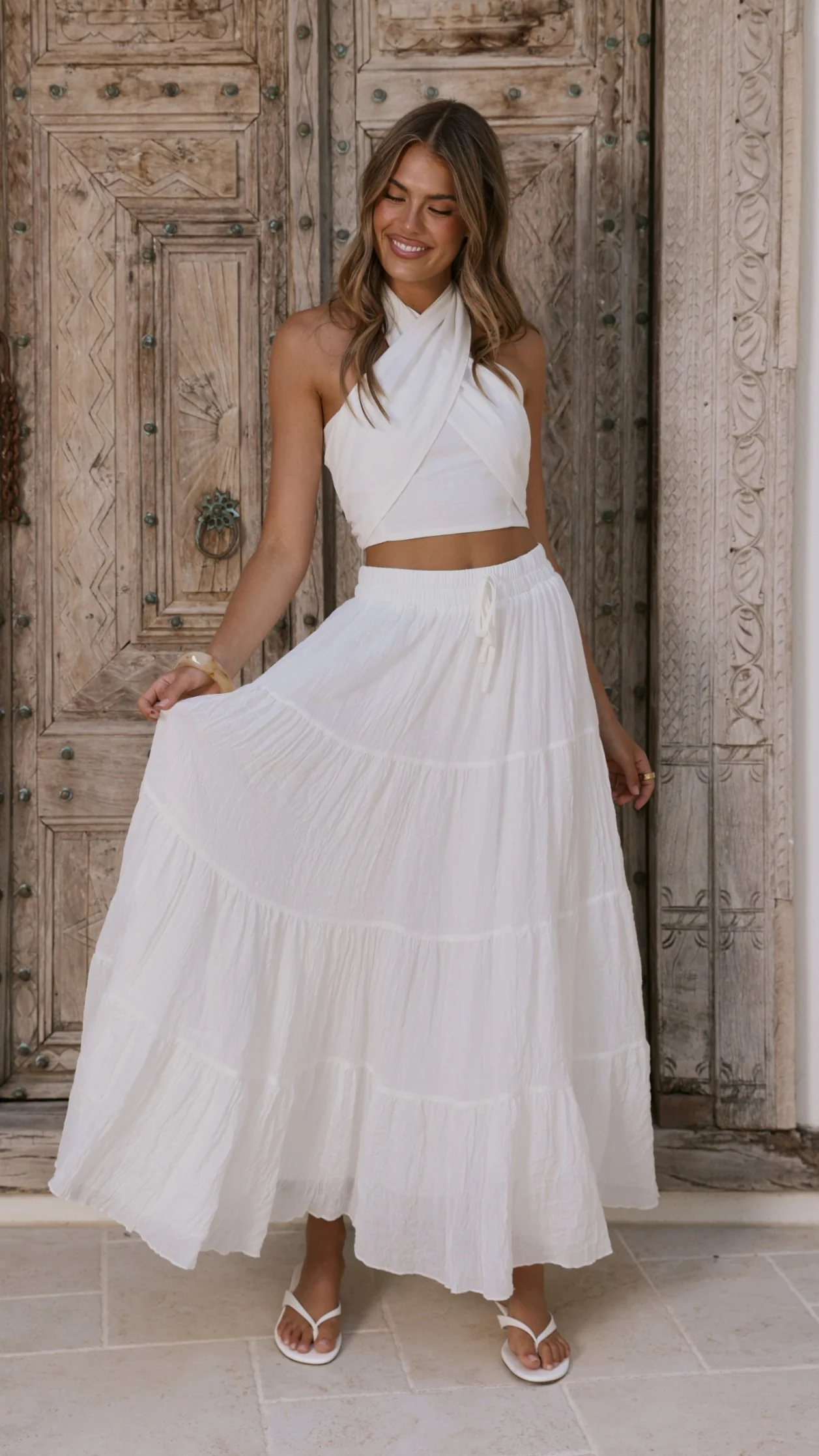 Cartier Tiered Maxi Skirt - White - Image 4