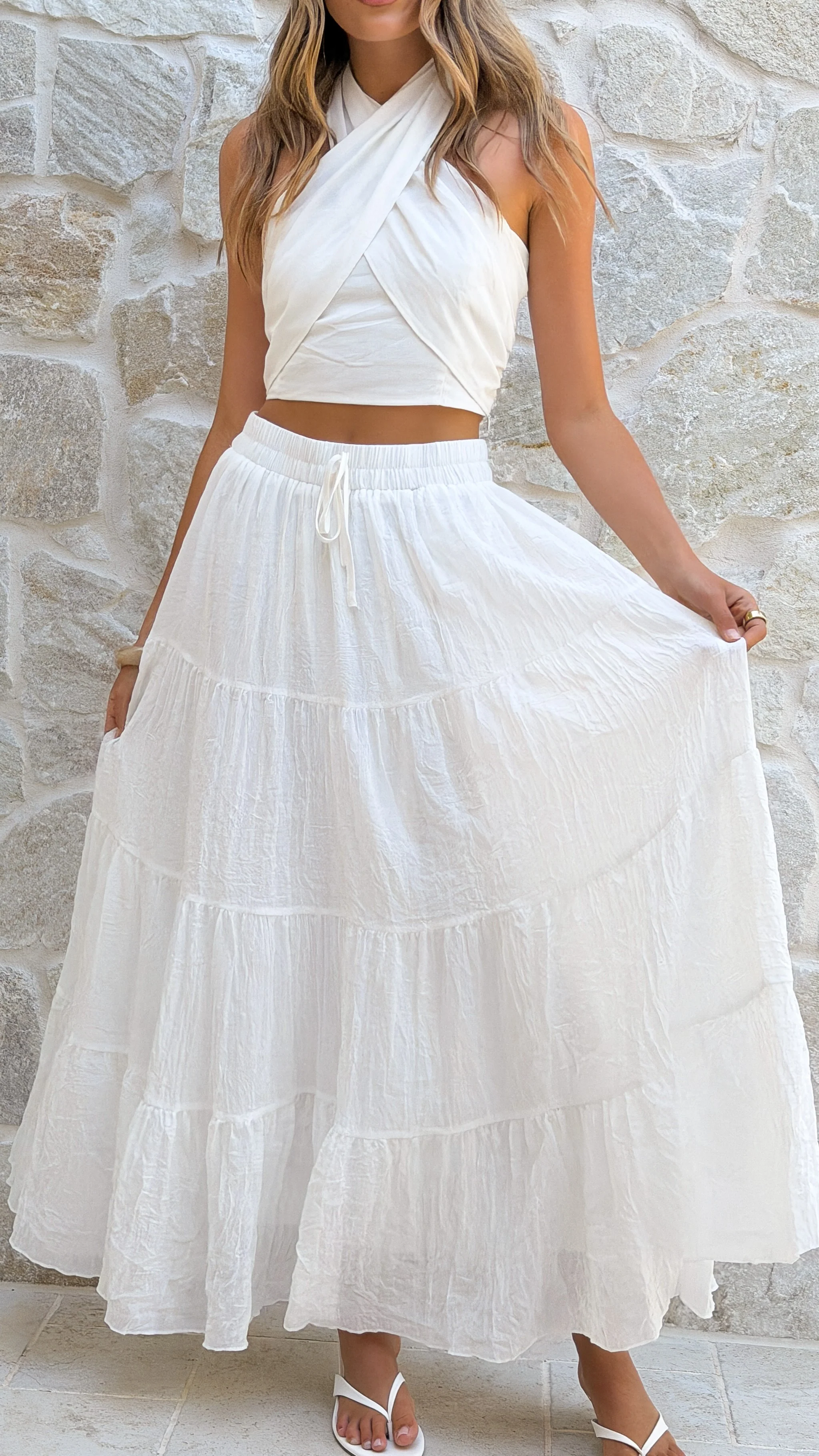 Cartier Tiered Maxi Skirt - White - Image 6