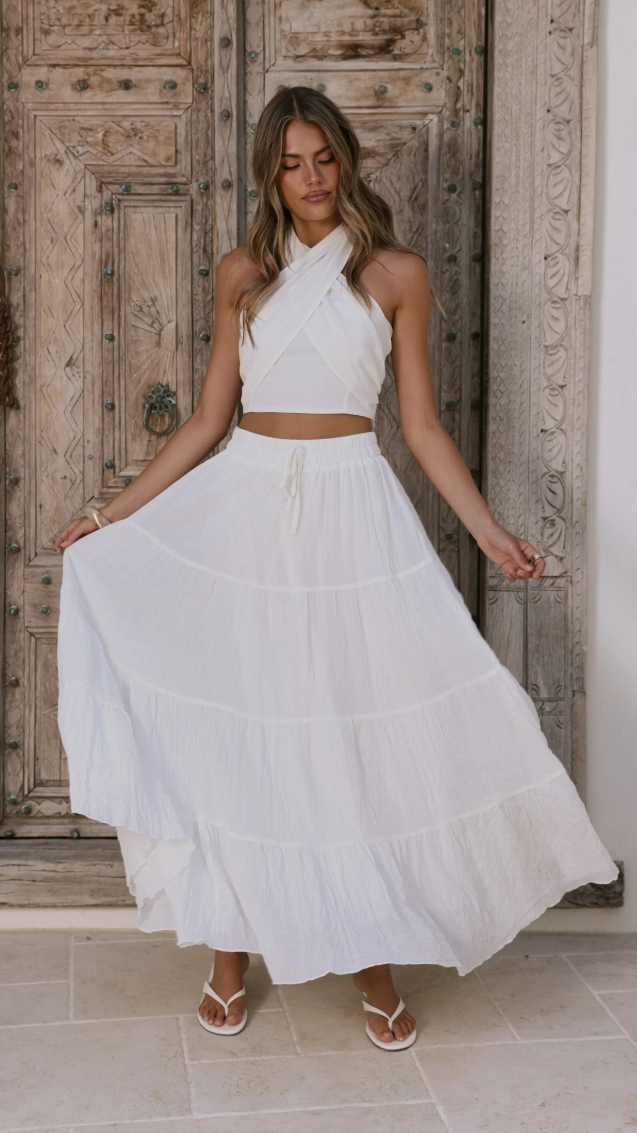 Cartier Tiered Maxi Skirt - White - Image 9