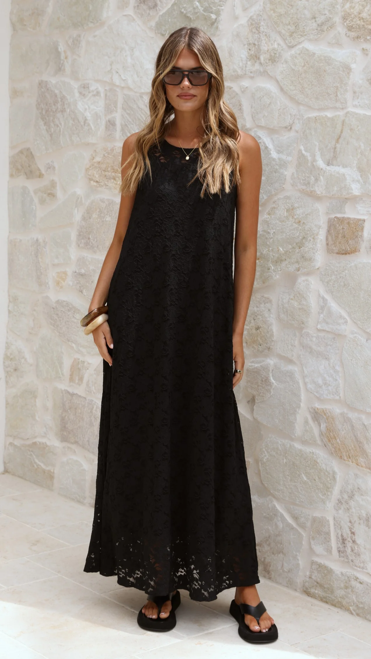 Cerelia Maxi Dress - Black Lace - Image 11
