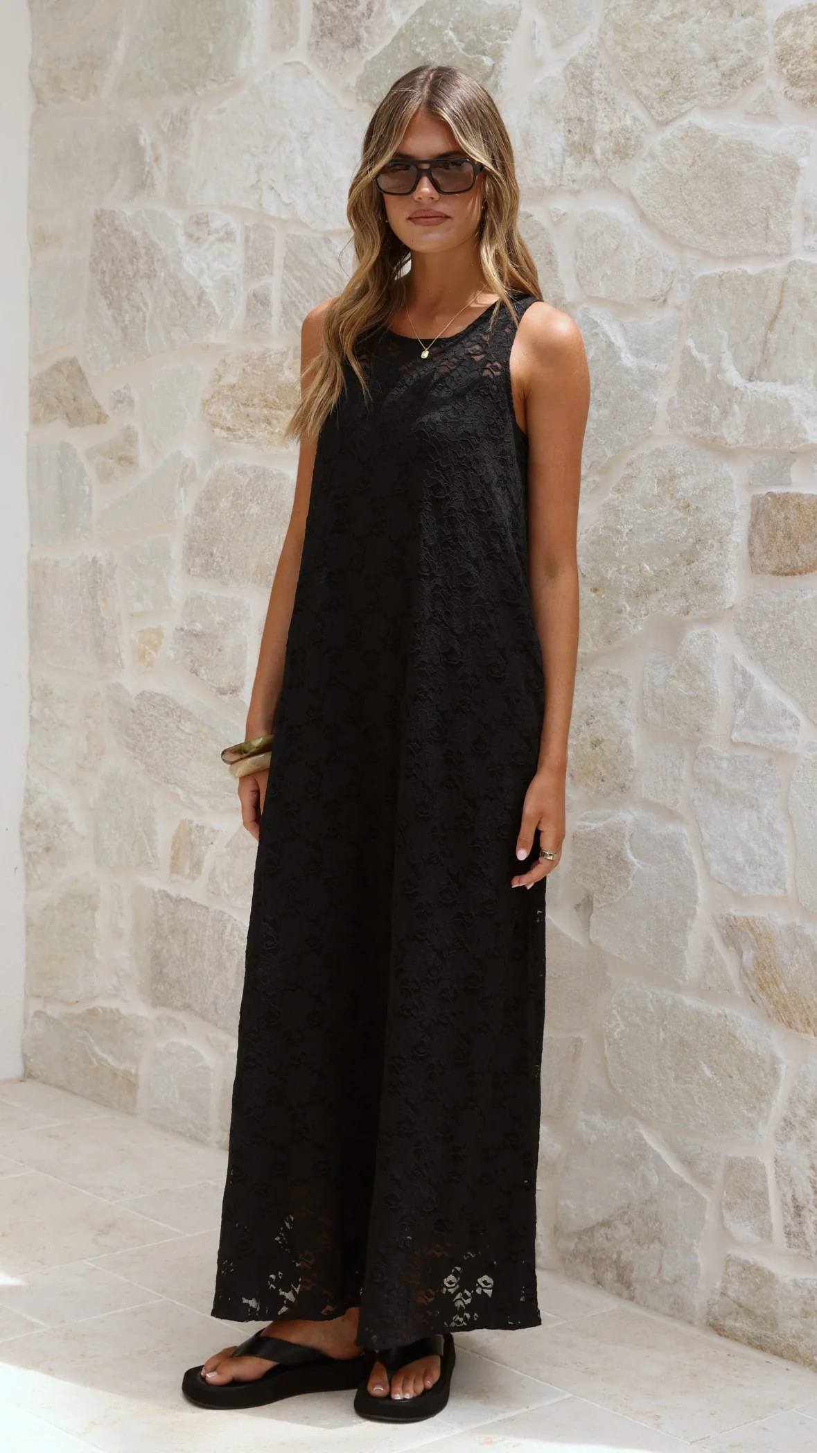 Cerelia Maxi Dress - Black Lace - Image 7