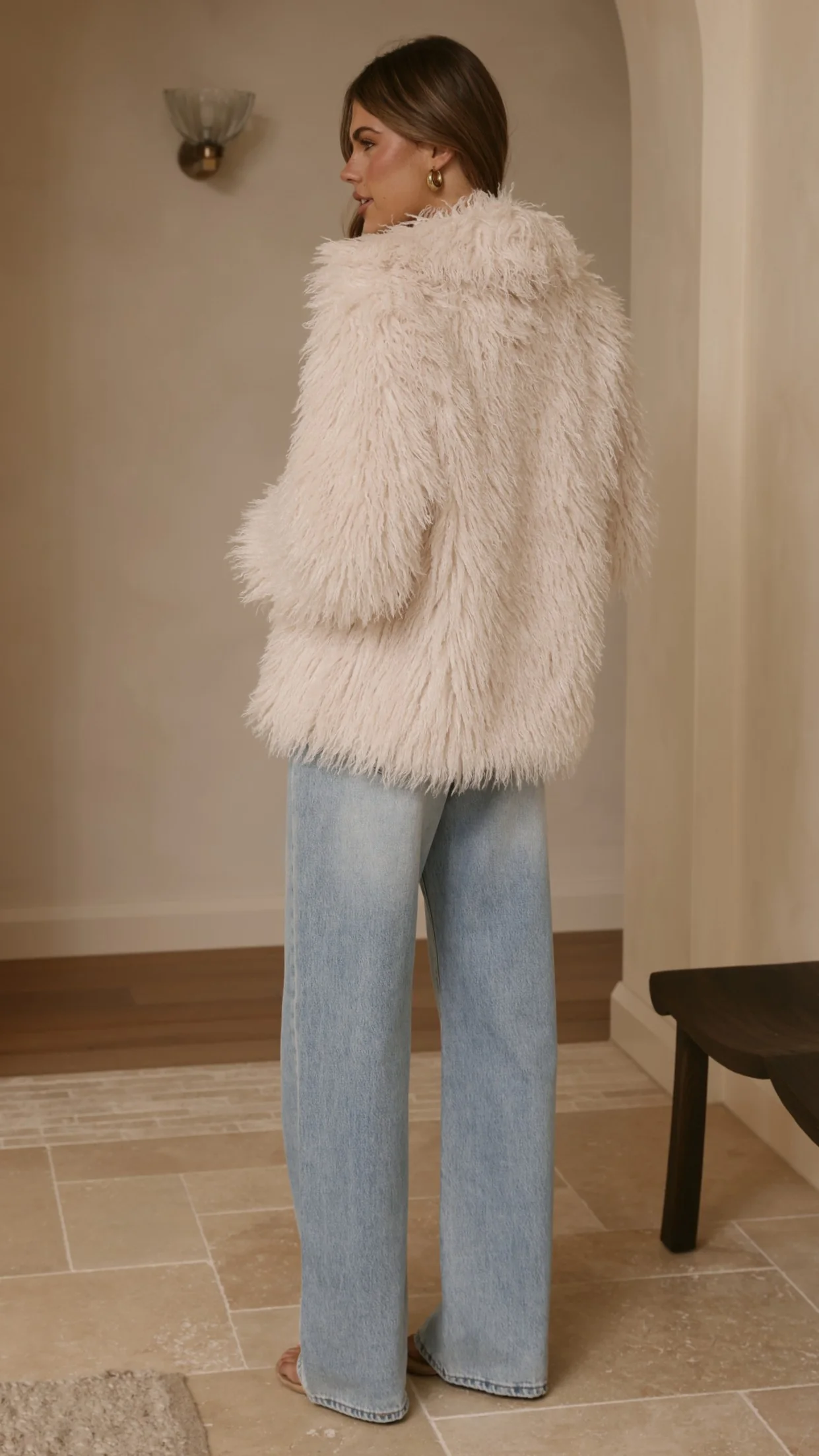 Chantelle Fur Jacket - Cream - Image 2