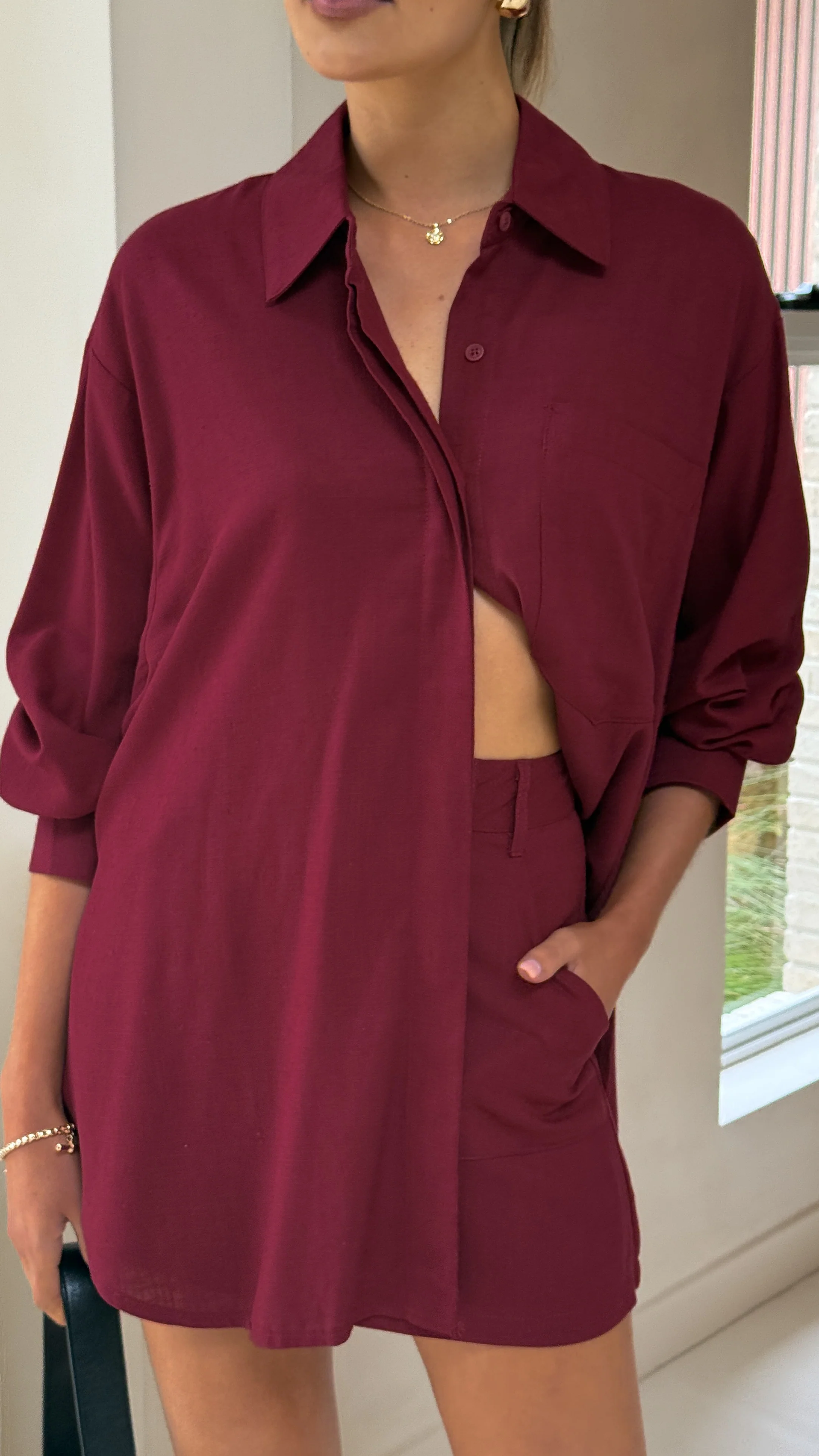 Charla Mini Skort - Burgundy - Image 8