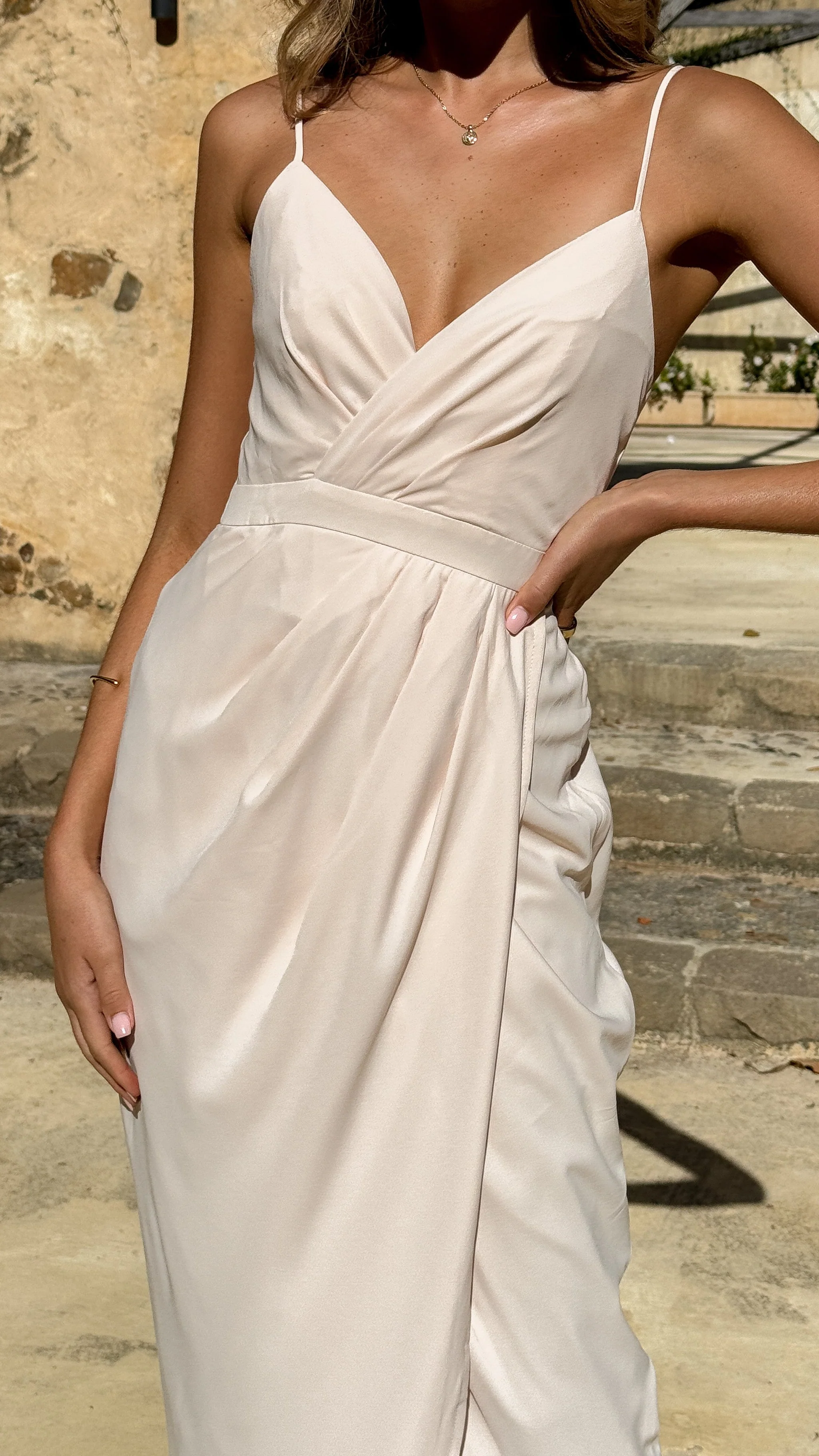 Charlotte Draped Maxi Dress - Ivory - Image 3