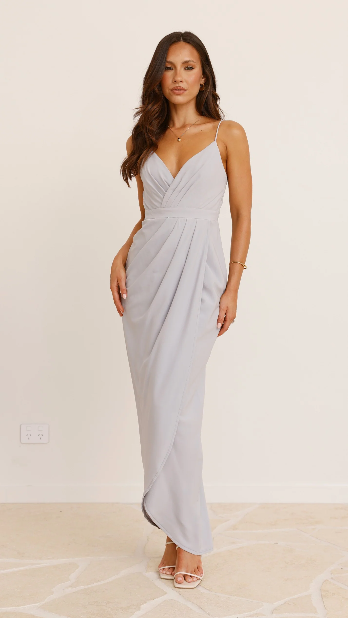 Charlotte Draped Maxi Dress - Silver - Image 5