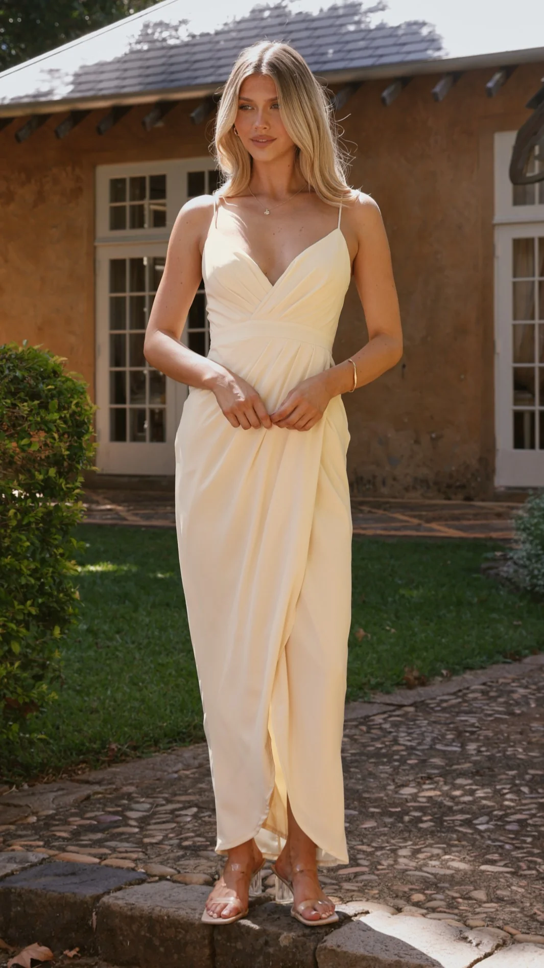 Charlotte Draped Maxi Dress - Yellow - Image 10