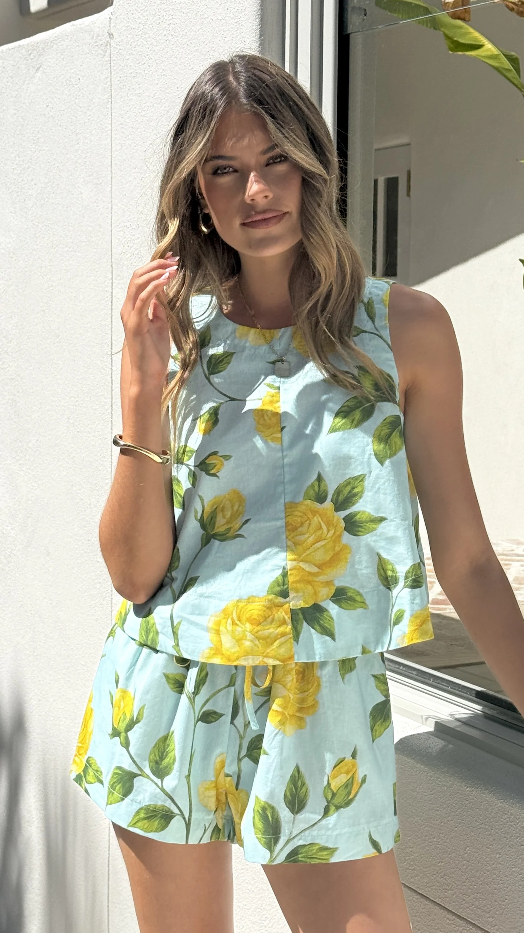 Charmain Top - Lemon/Aqua Floral - Image 5