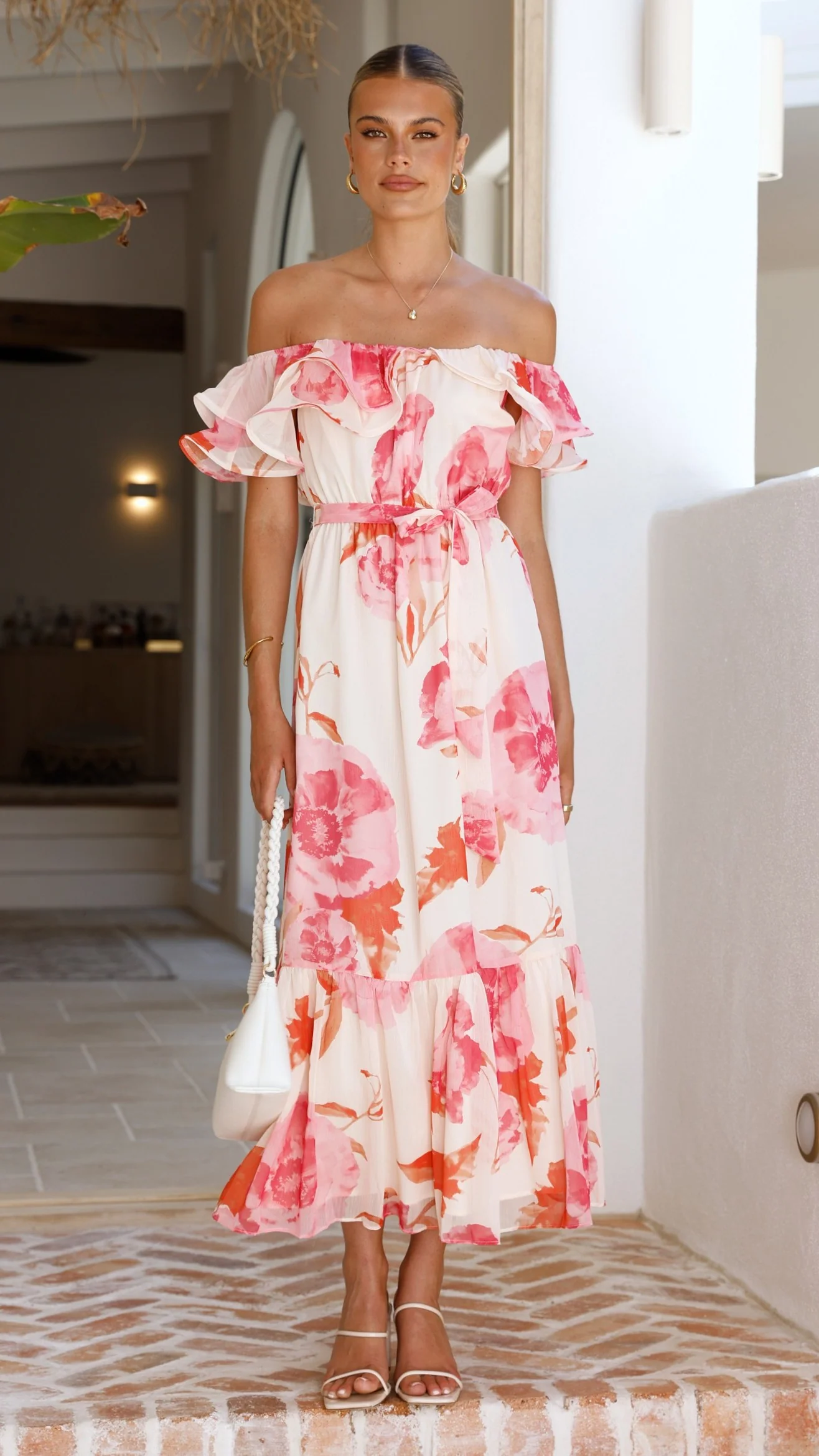 Chase Off Shoulder Maxi Dress- Pink Floral - Image 7