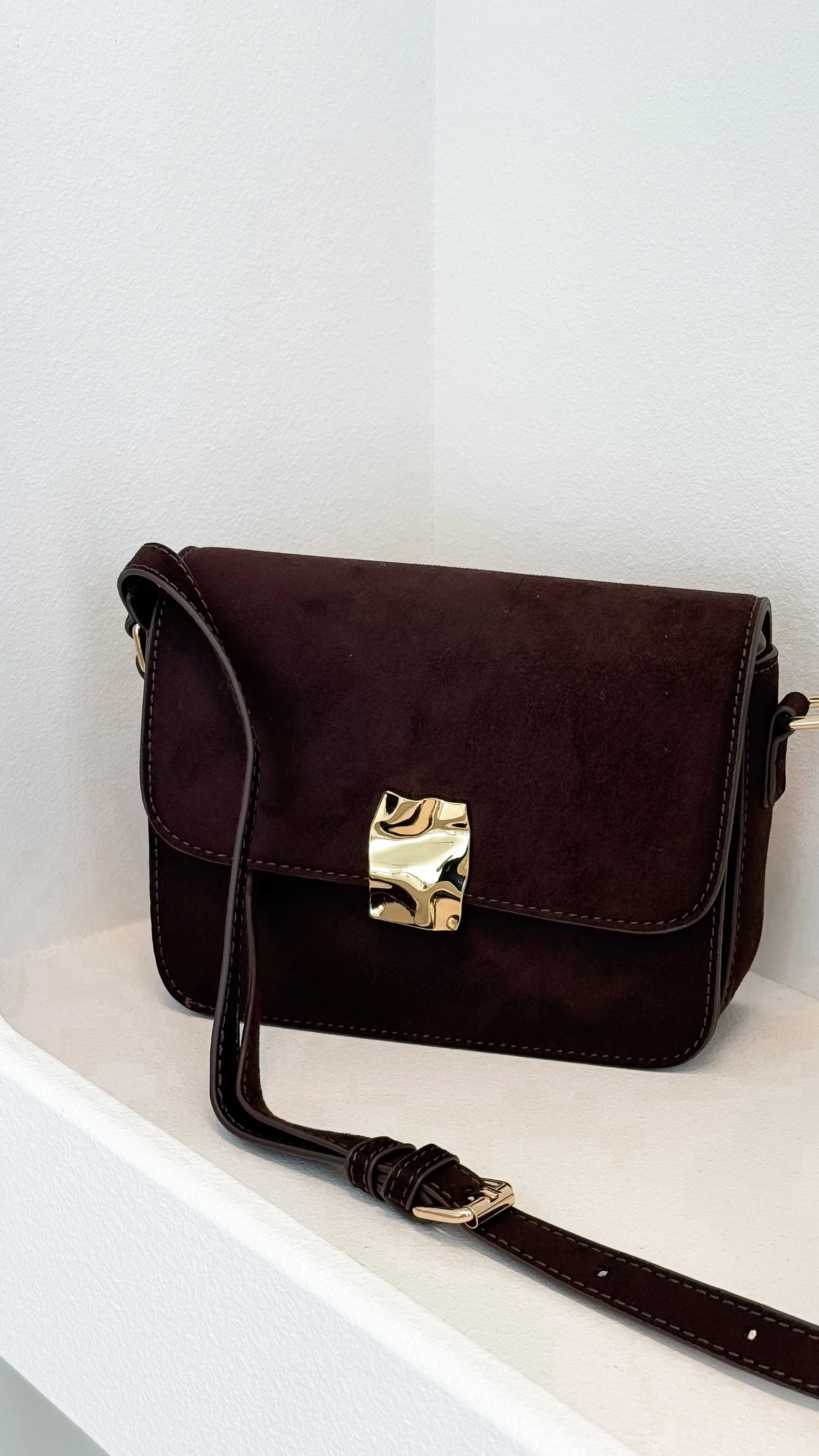 Chelsea Cross Body Bag - Chocolate Suede - Image 3