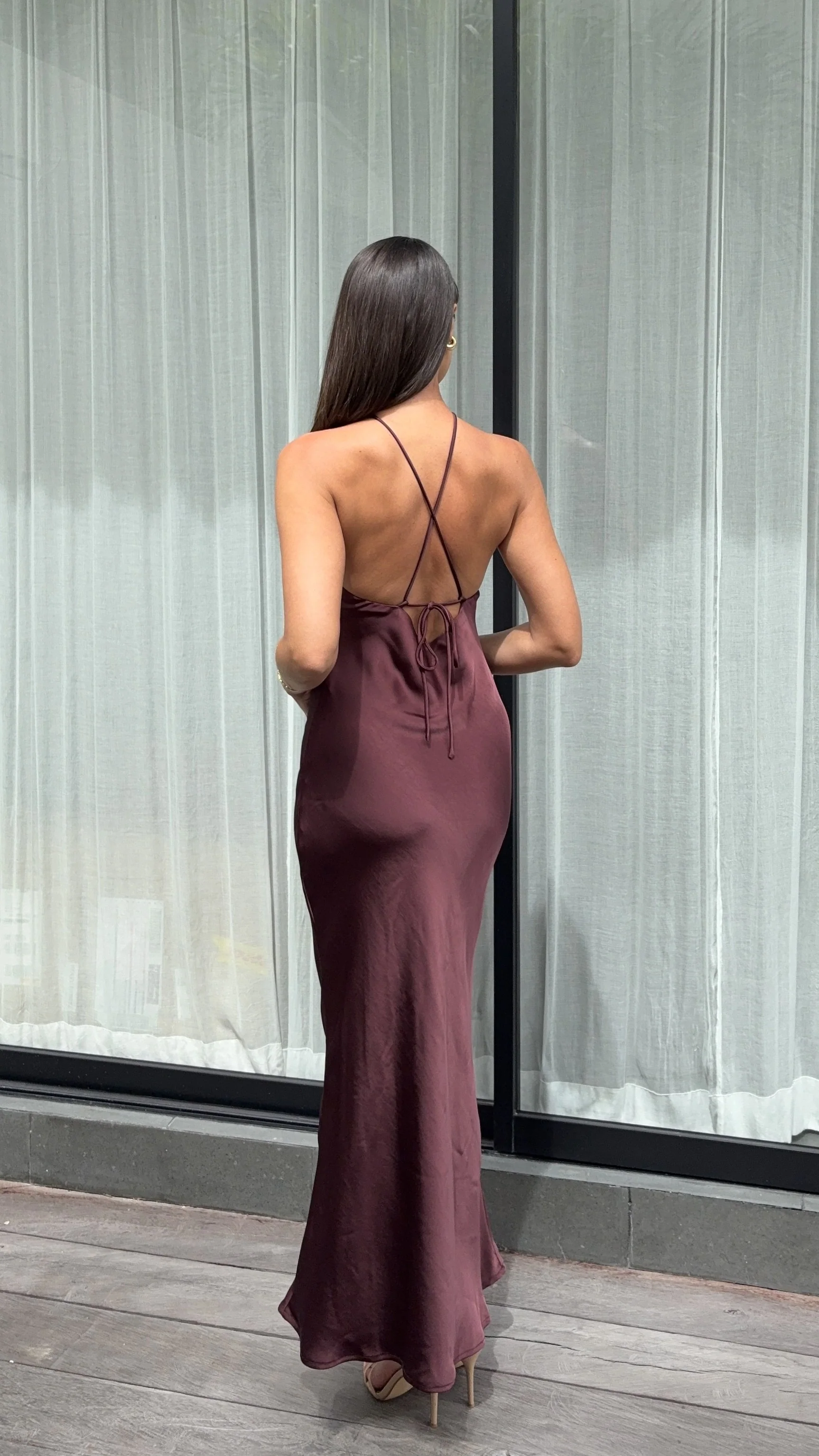 Chiara Maxi Dress - Chocolate - Image 17
