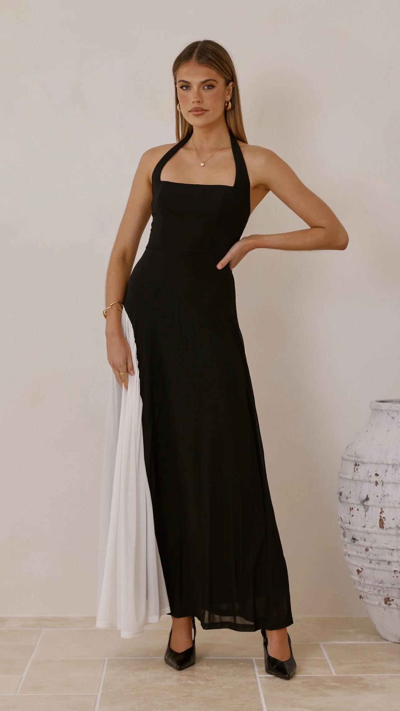 Cia Maxi Dress - Black/White - Image 2