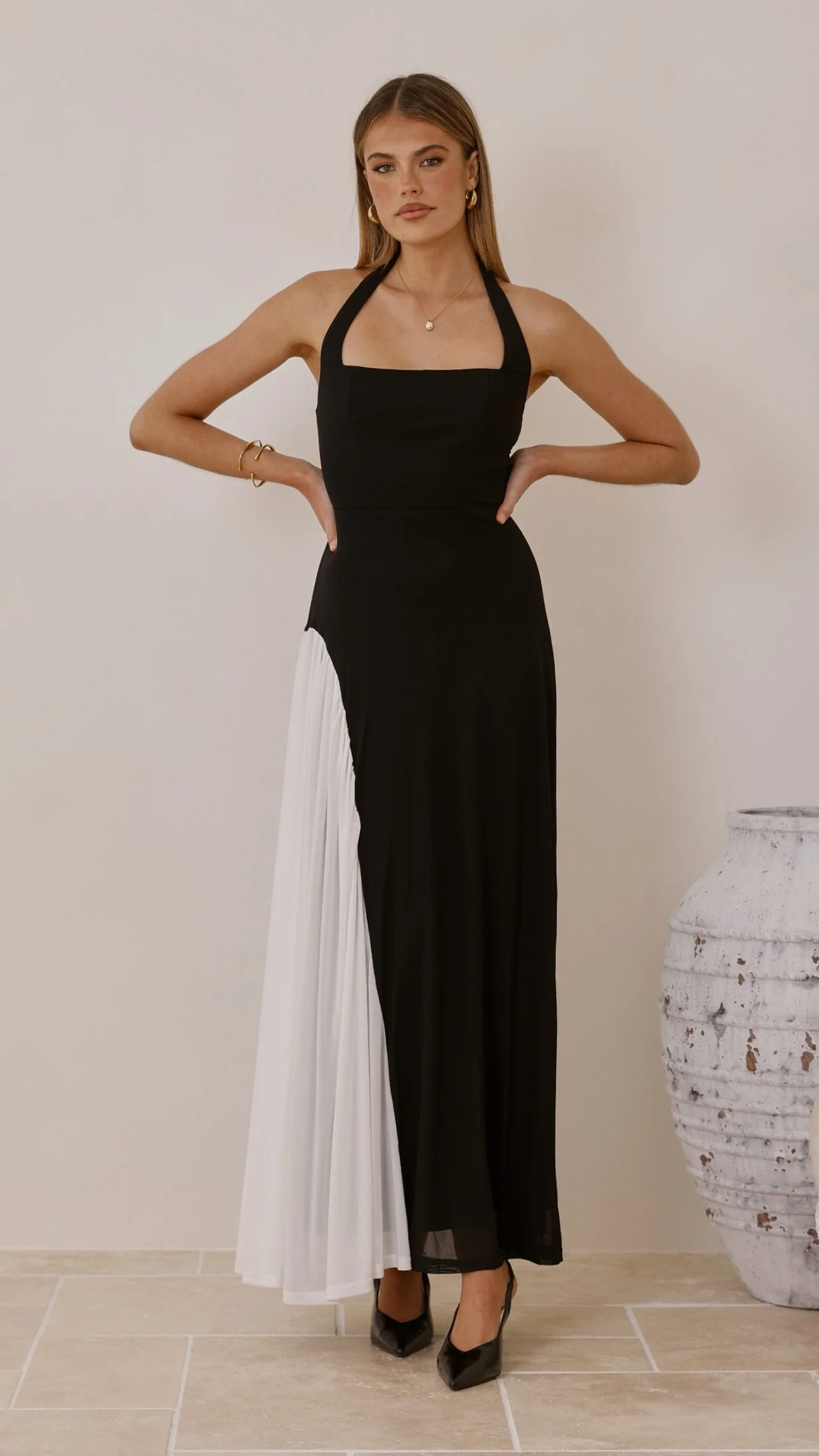 Cia Maxi Dress - Black/White - Image 7