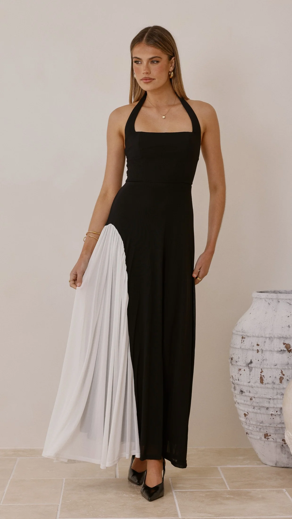Cia Maxi Dress - Black/White - Image 8
