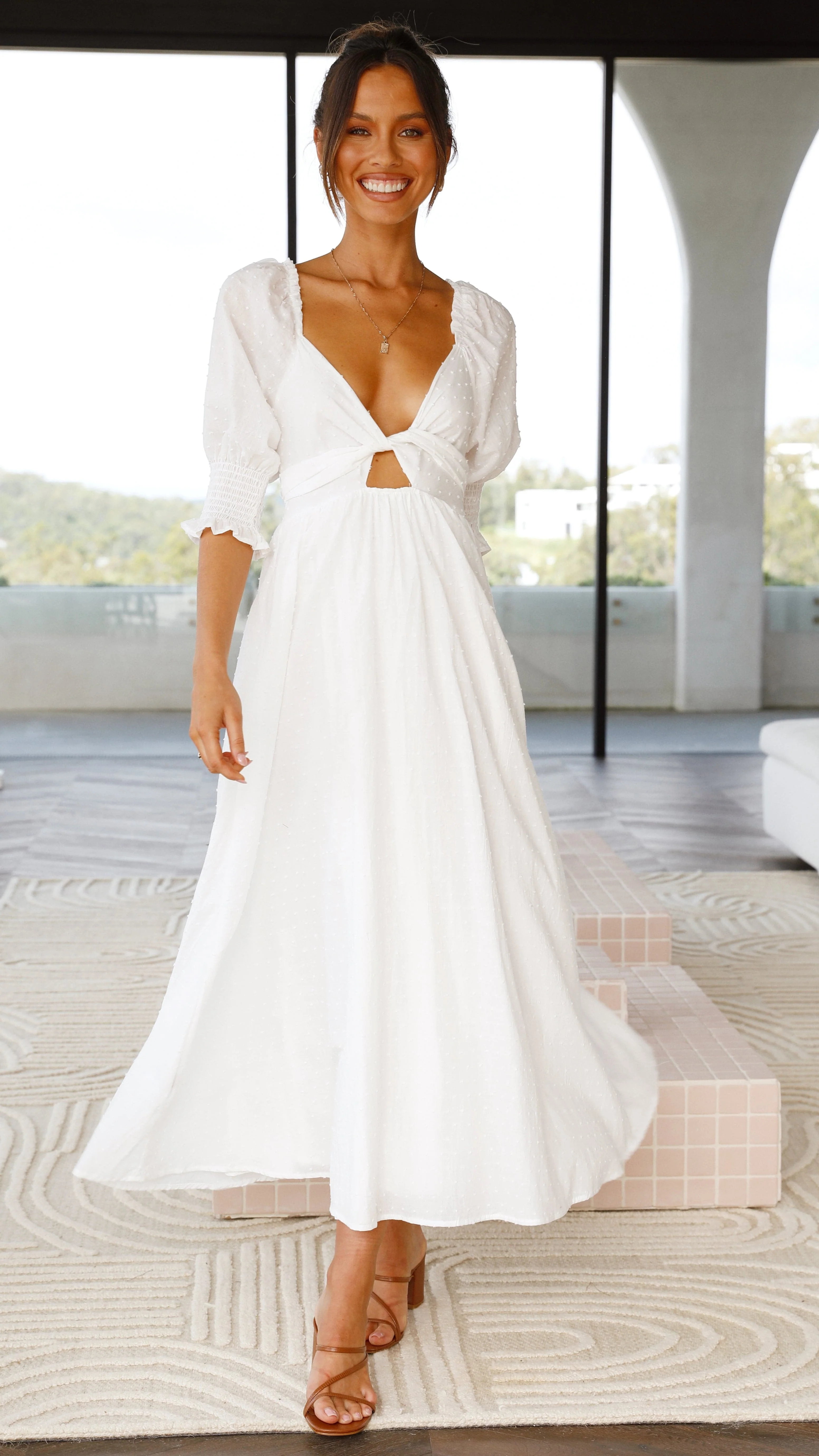 Cierra Midi Dress - White - Image 14