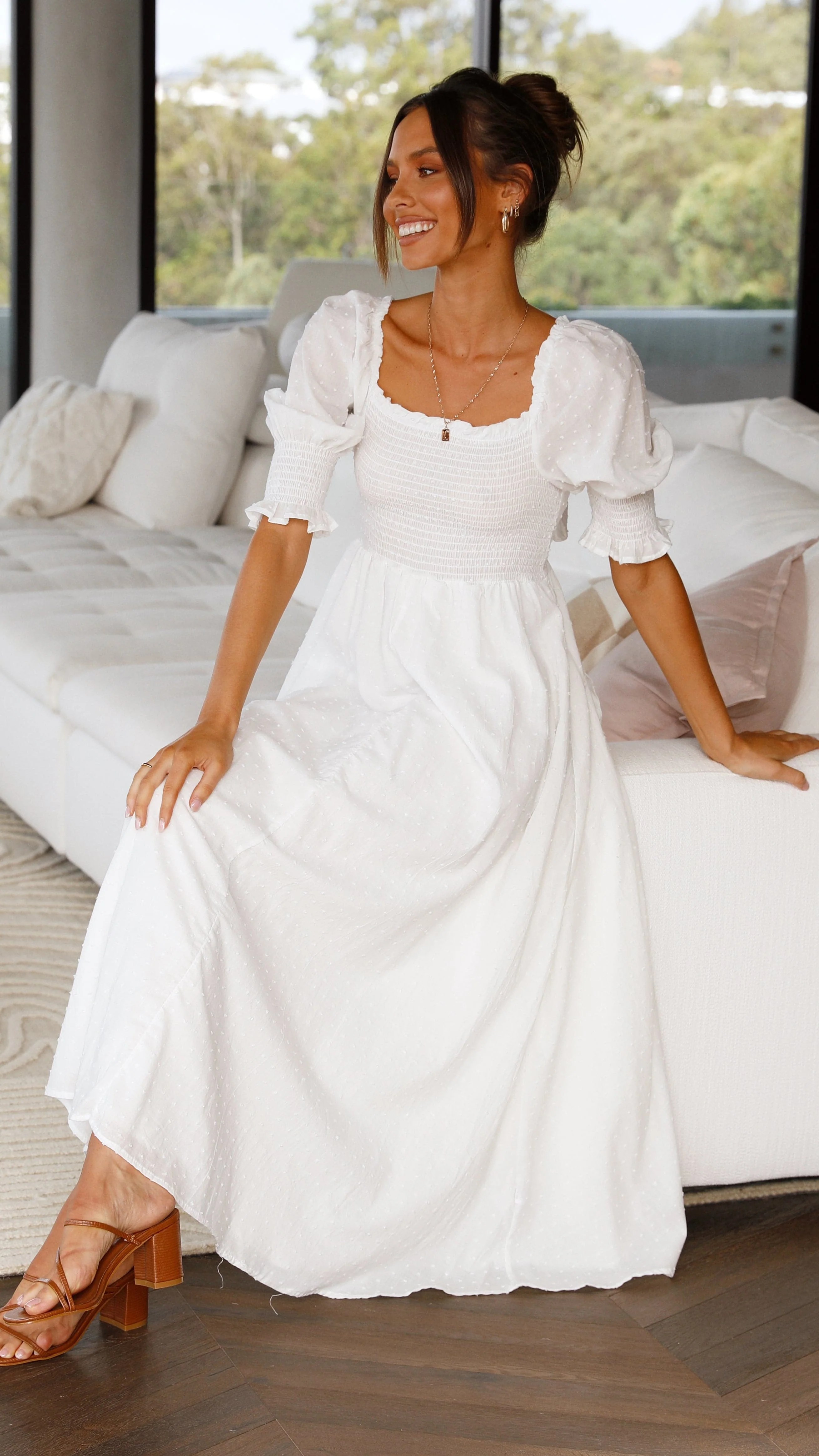 Cierra Midi Dress - White - Image 16