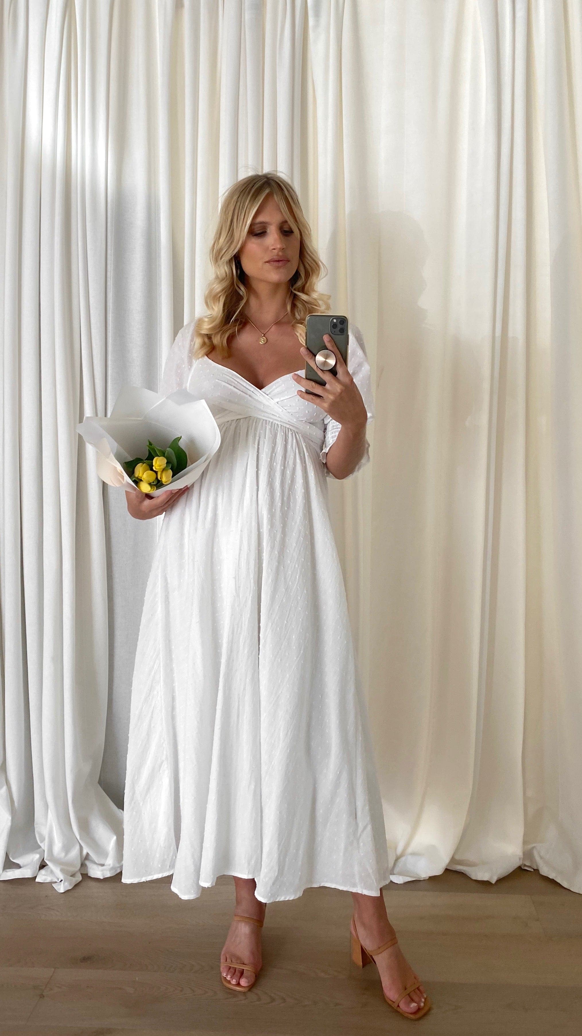 Cierra Midi Dress - White - Image 21