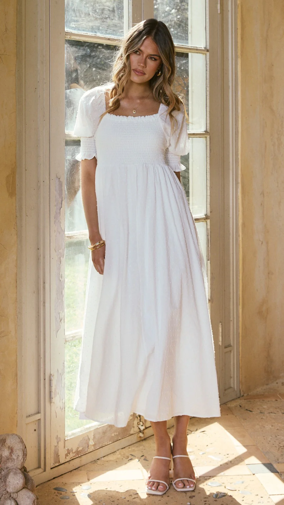 Cierra Midi Dress - White - Image 8