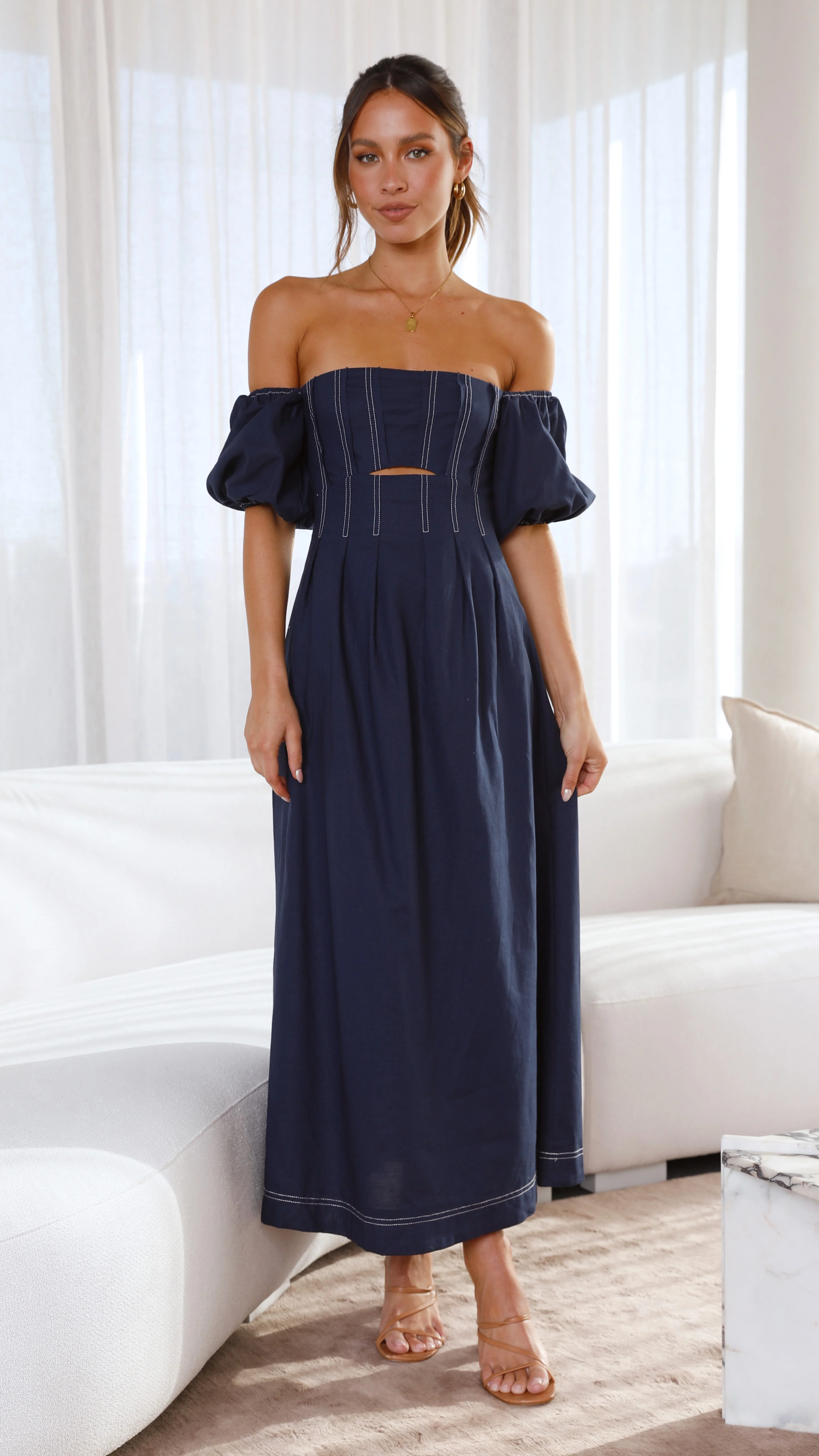 Claira Midi Dress - Navy - Image 4