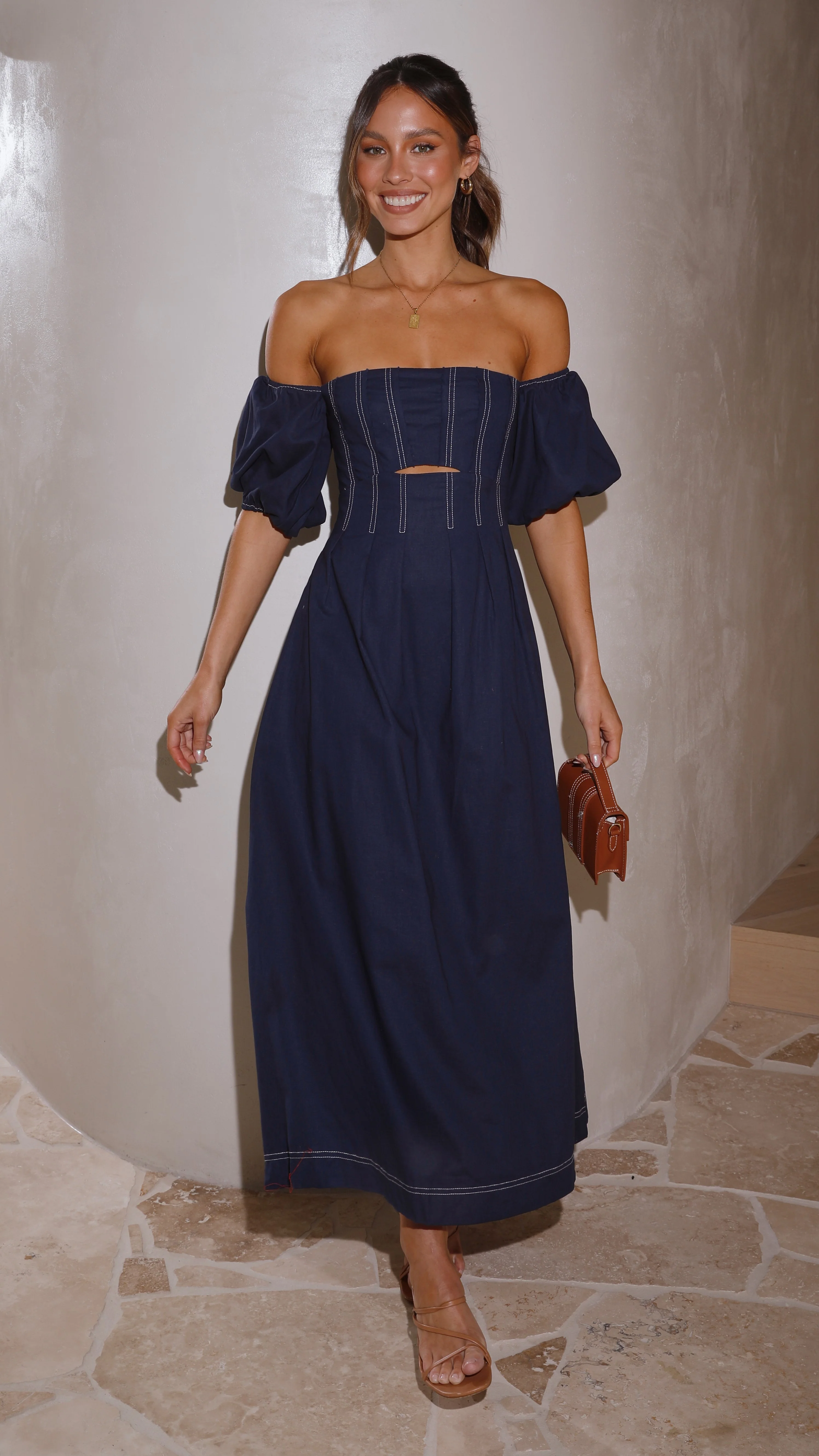 Claira Midi Dress - Navy - Image 5