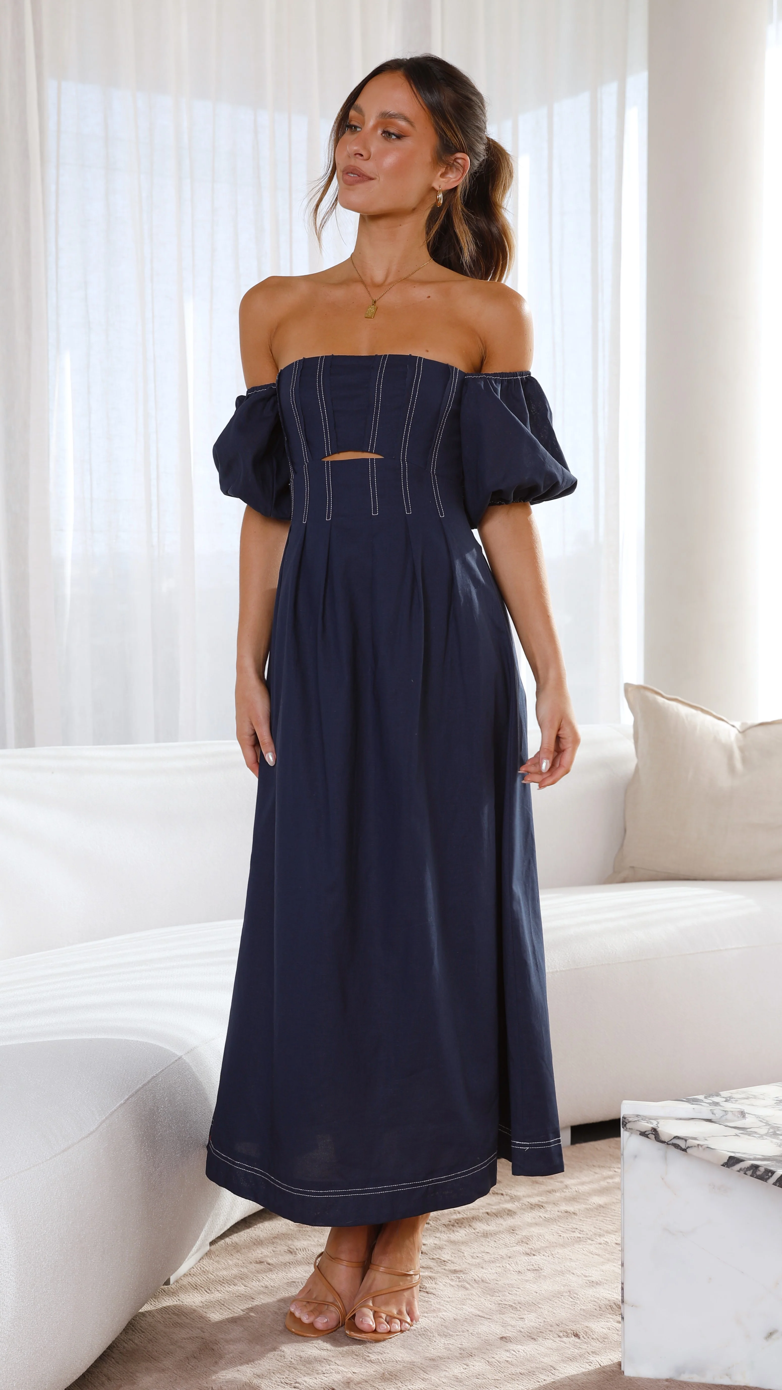 Claira Midi Dress - Navy - Image 6
