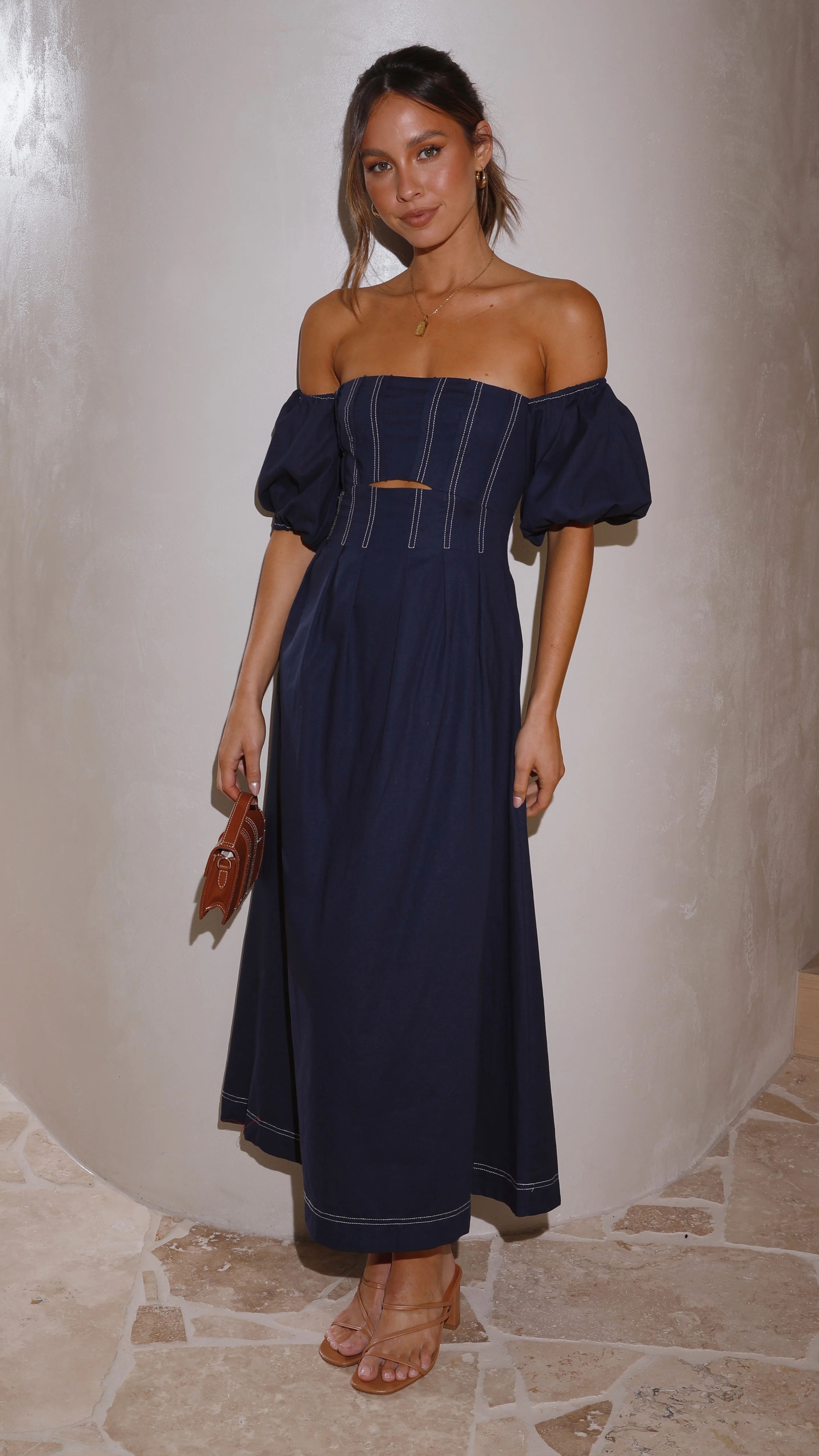 Claira Midi Dress - Navy - Image 7