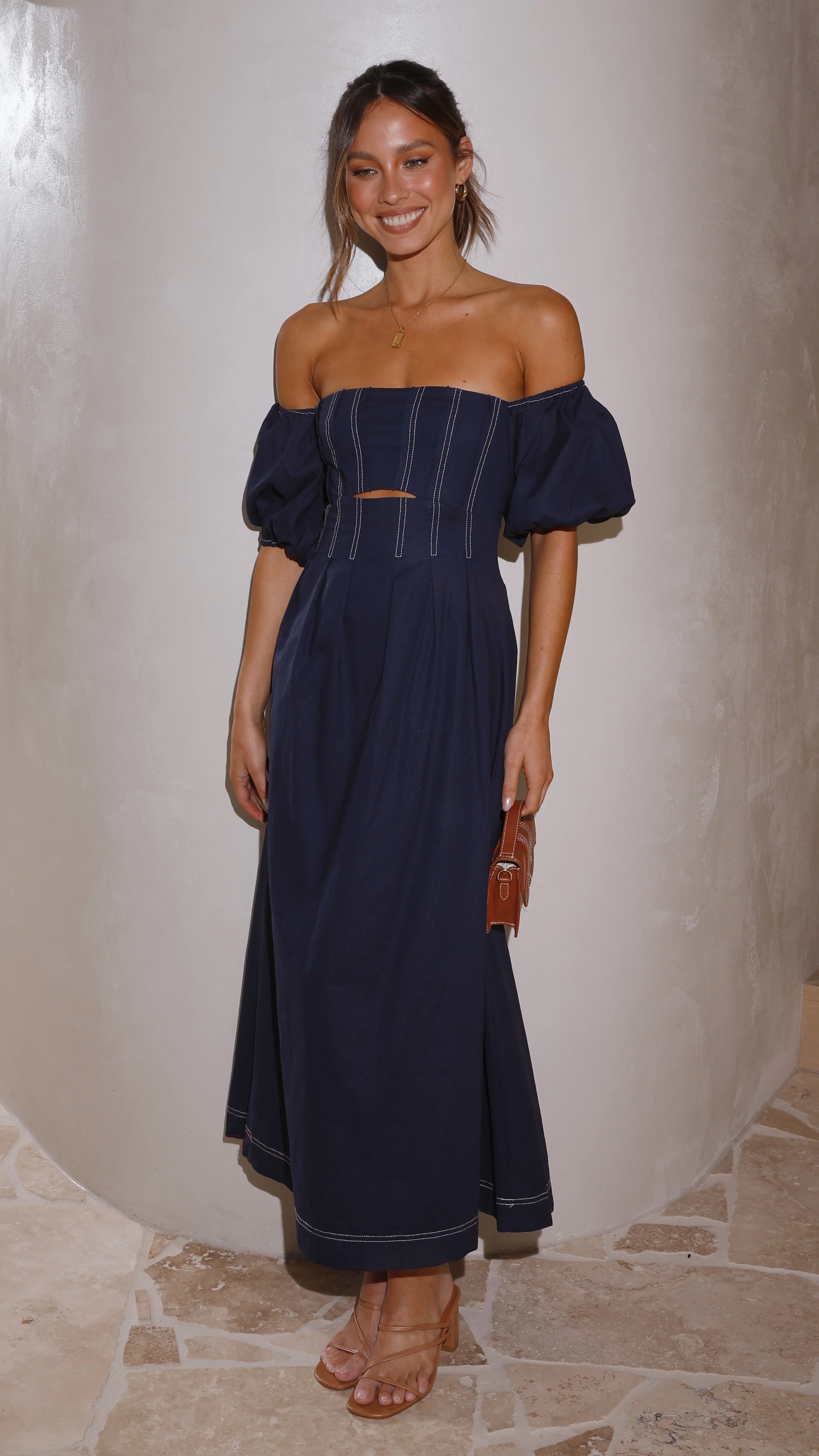 Claira Midi Dress - Navy - Image 8