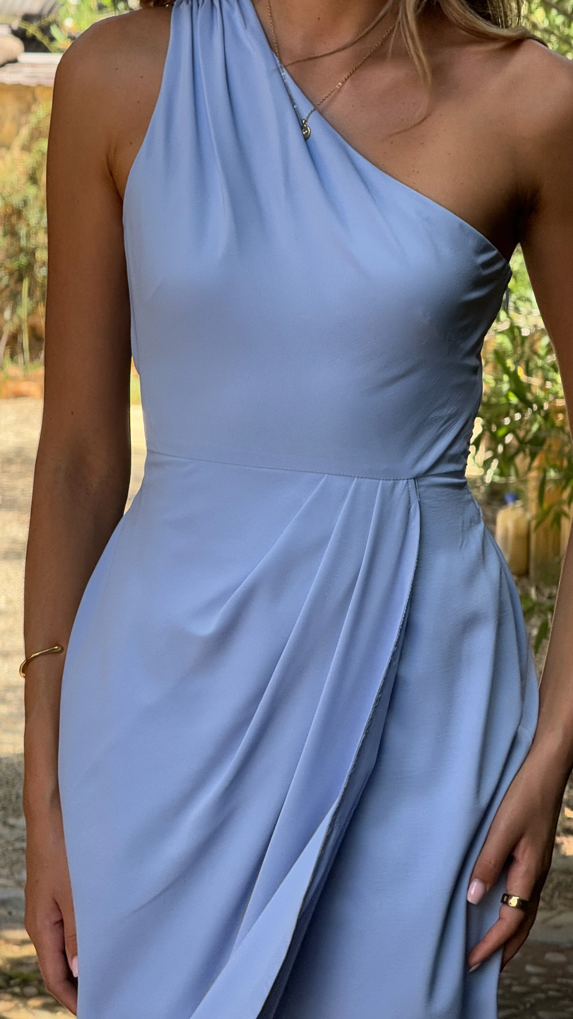 Clara One Shoulder Maxi Dress - Blue - Image 7