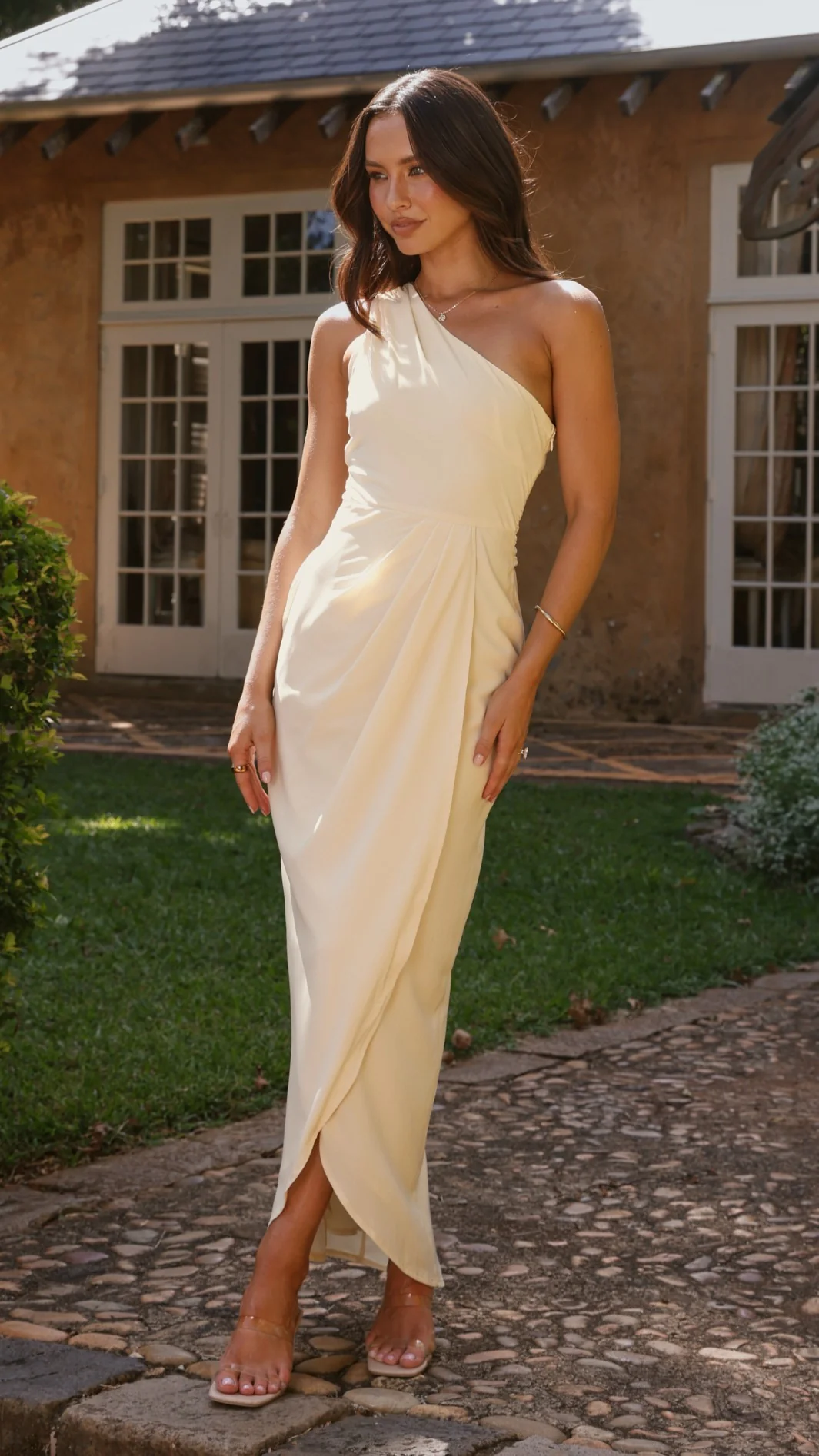 Clara One Shoulder Maxi Dress - Yellow - Image 13