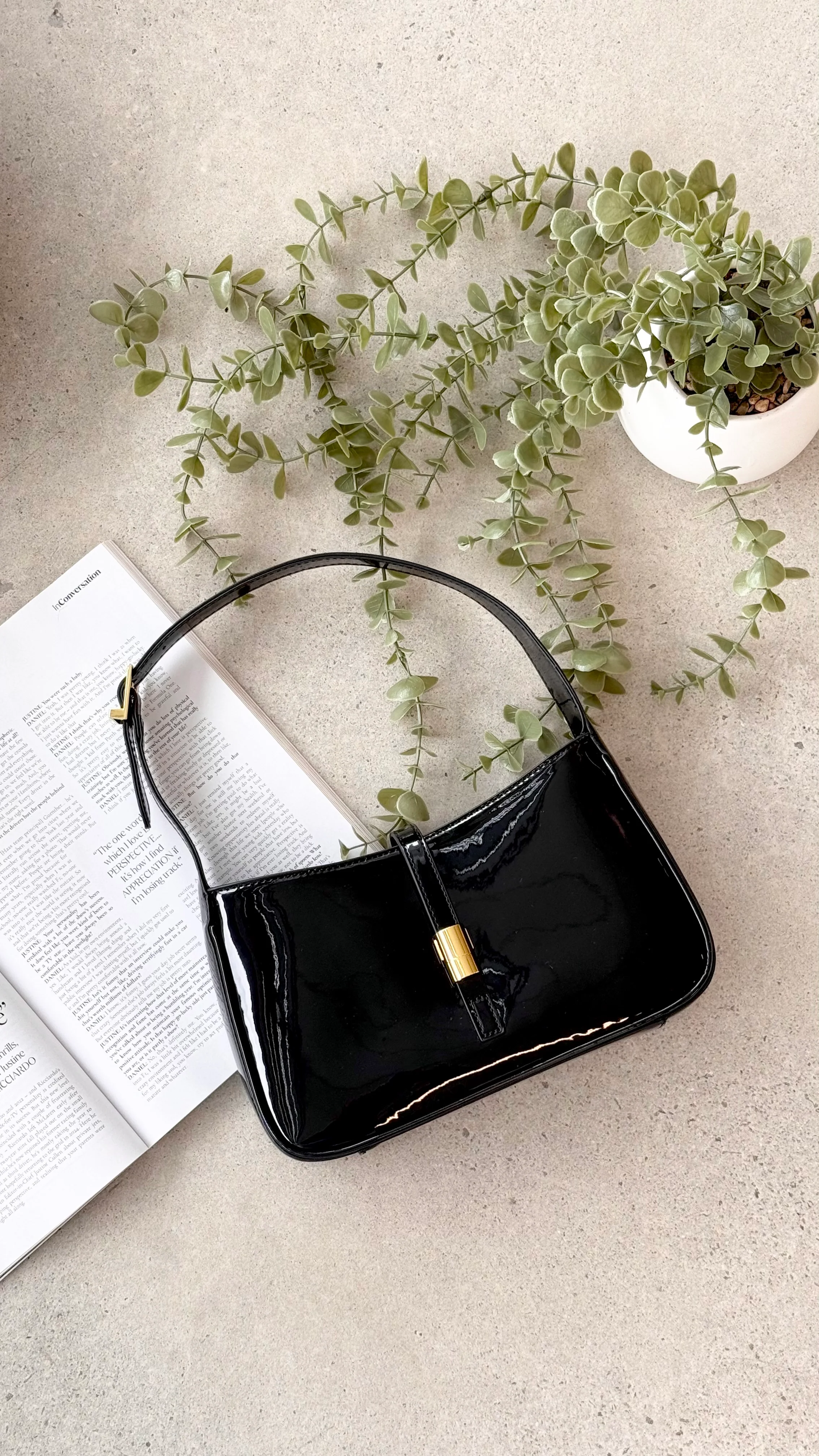 Clara Shoulder Bag - Black Patent - Image 4