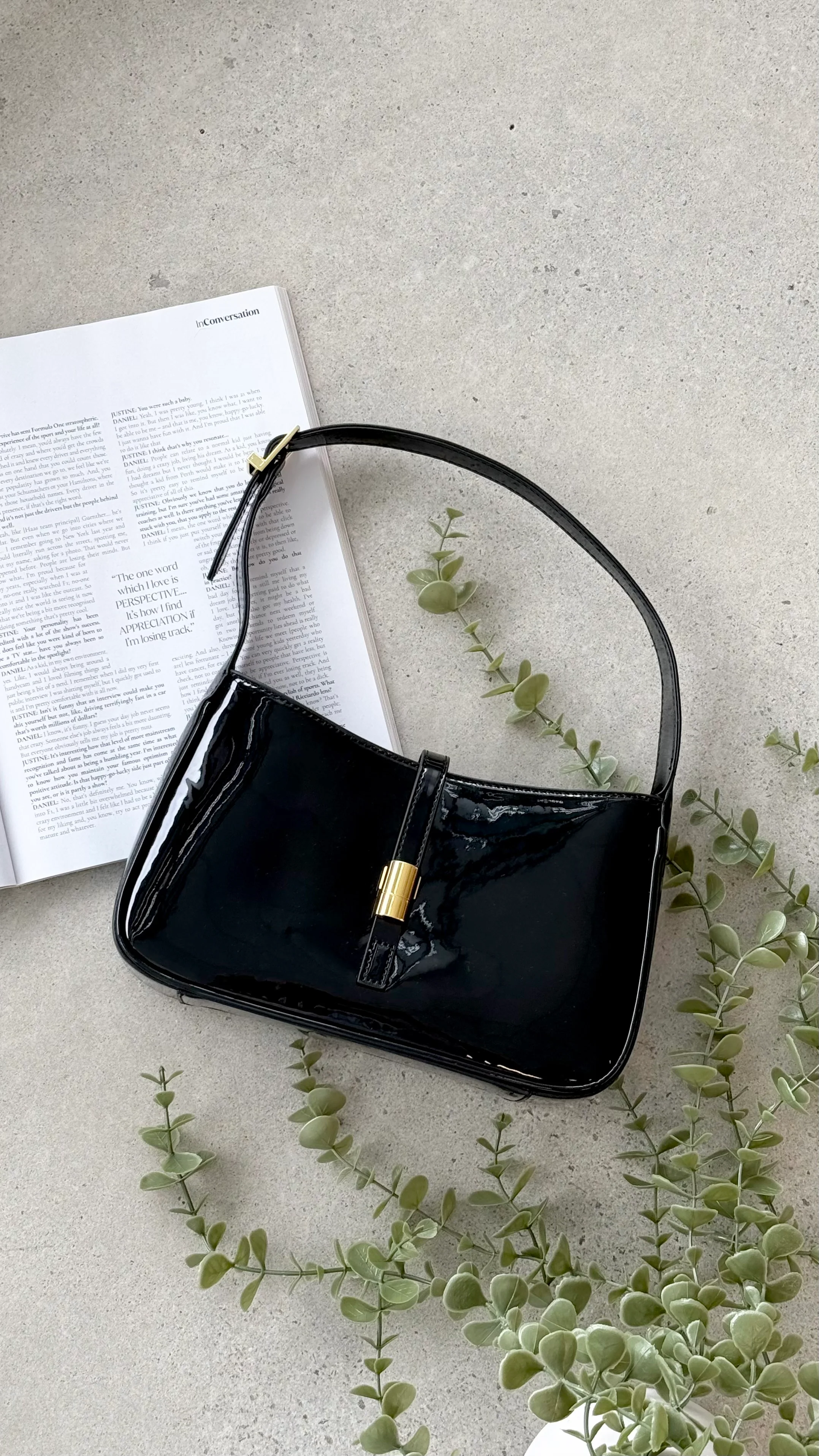 Clara Shoulder Bag - Black Patent - Image 5