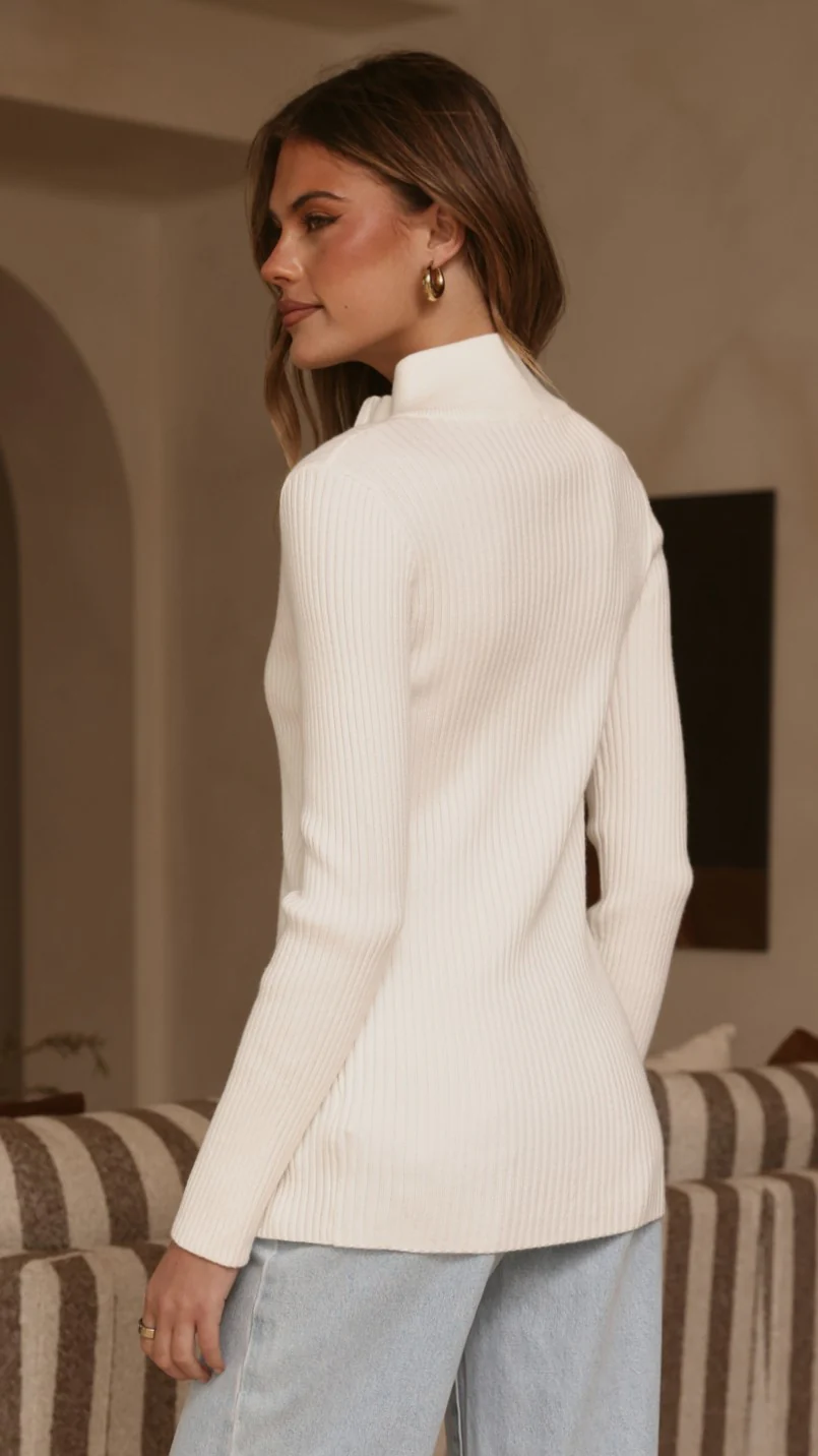 Cleo Long Sleeve Top - White - Image 2
