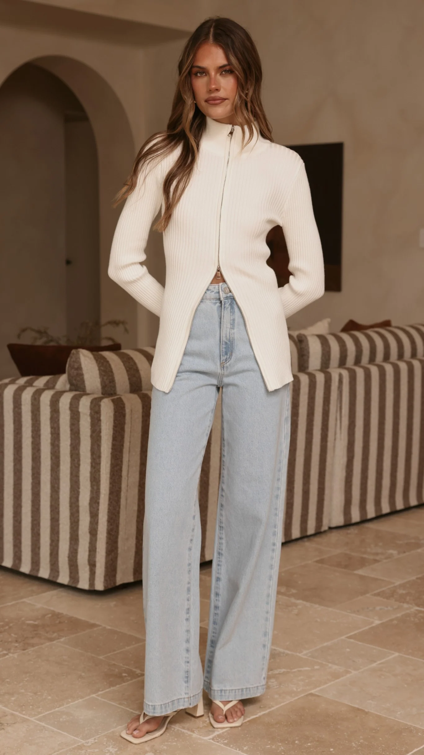 Cleo Long Sleeve Top - White - Image 5
